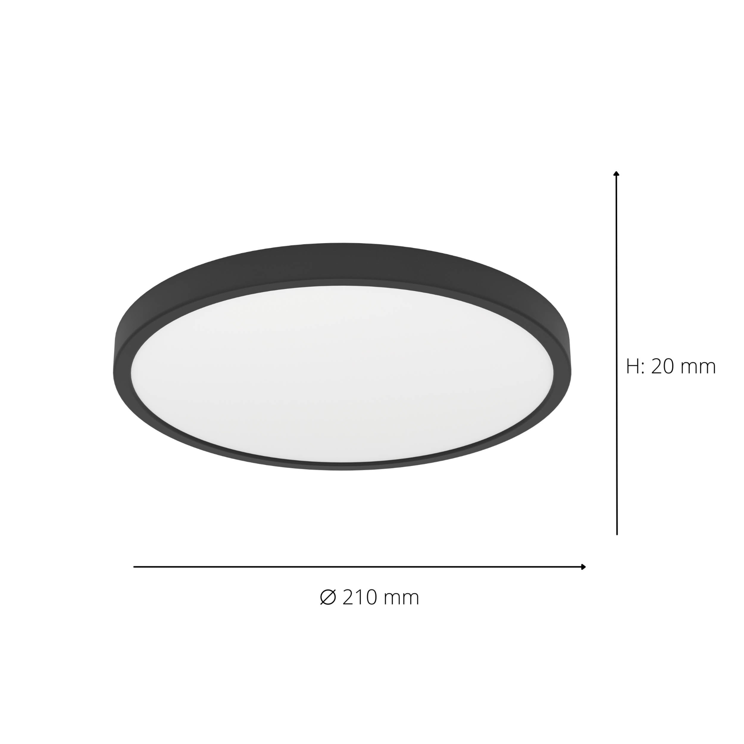 EGLO Fueva 6 Ultra-Slim Surface-Mounted Black Round LED Ceiling Light WBS