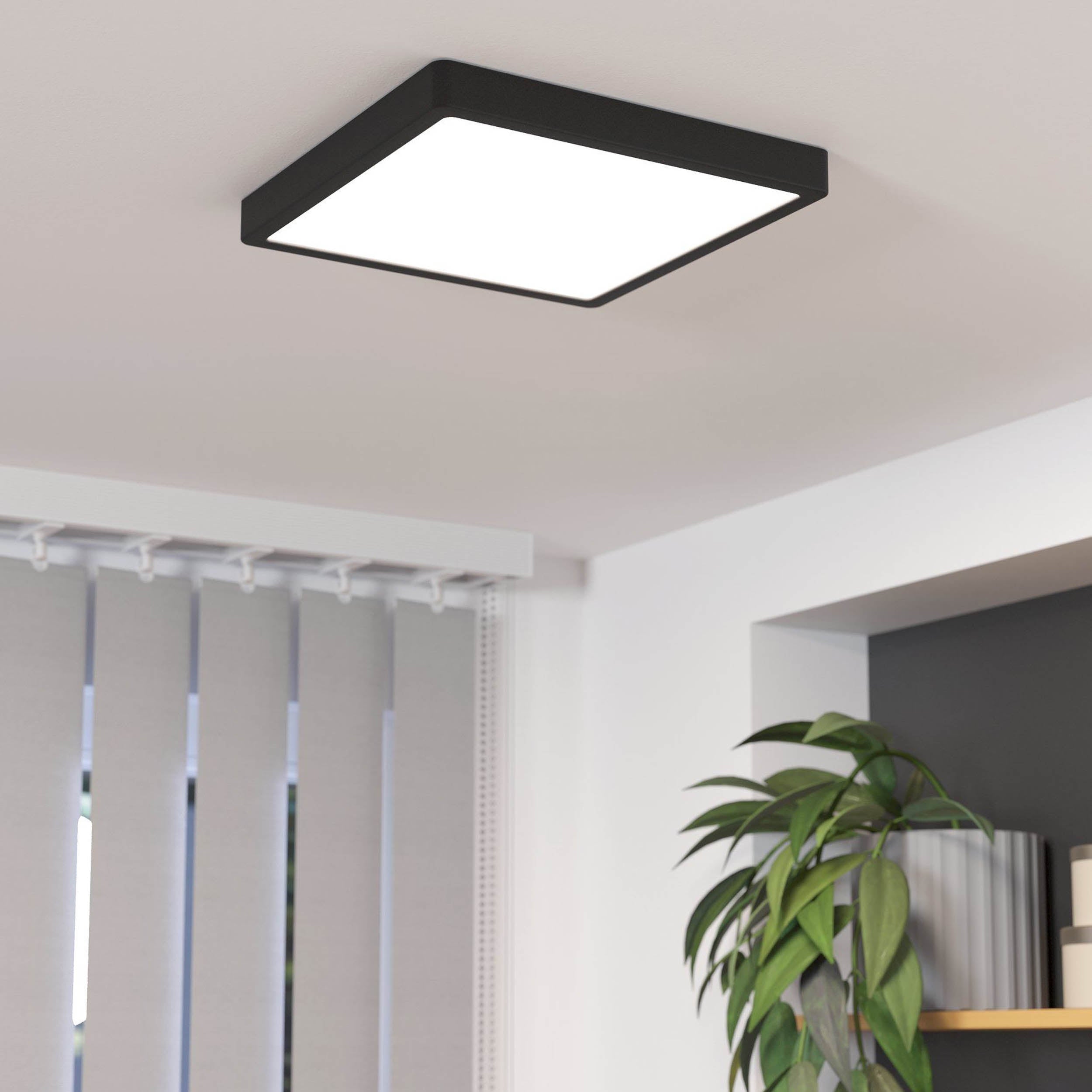 EGLO Fueva 6 Modern Ultra-Slim LED Black Square Ceiling Light WBS