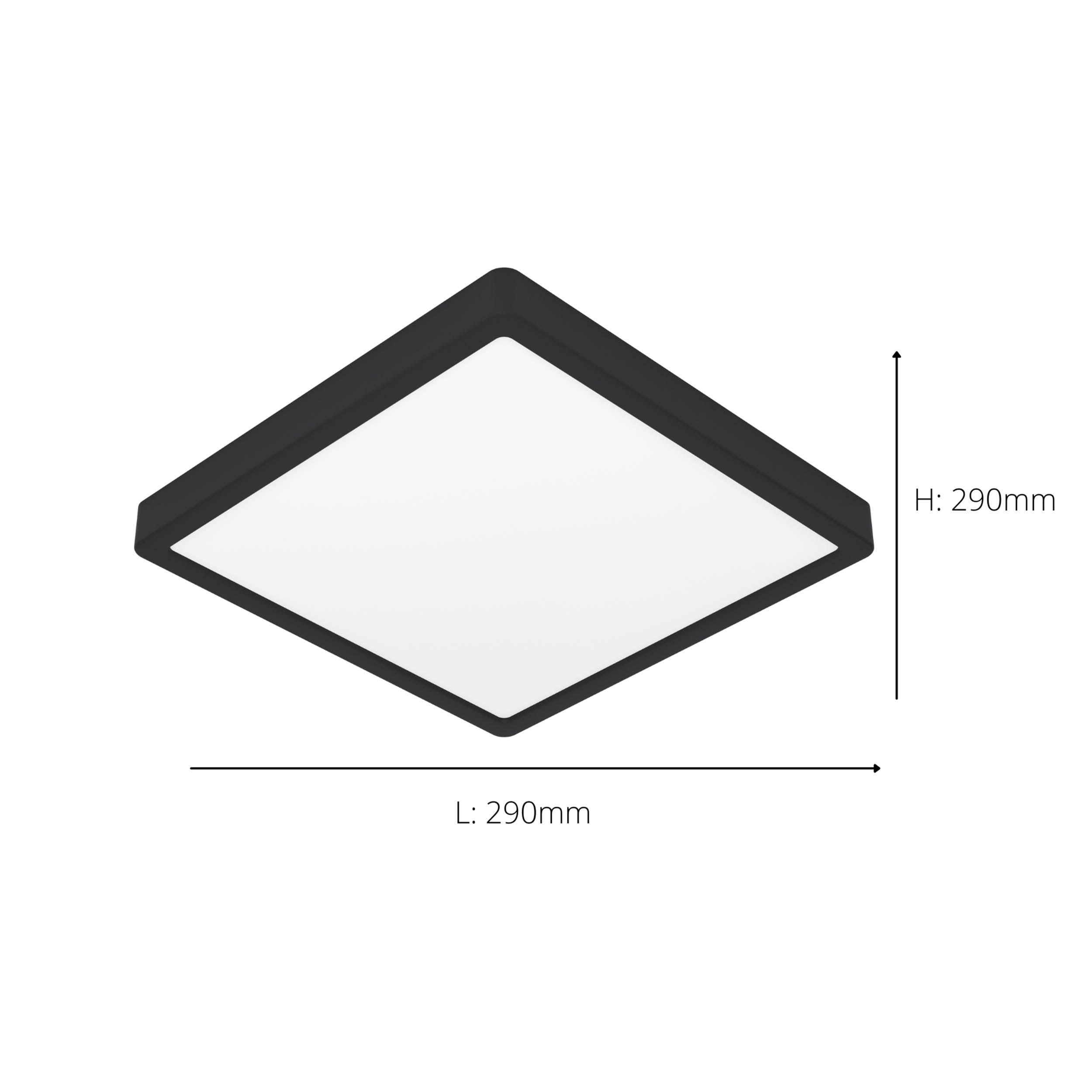 EGLO Fueva 6 Modern Ultra-Slim LED Black Square Ceiling Light WBS