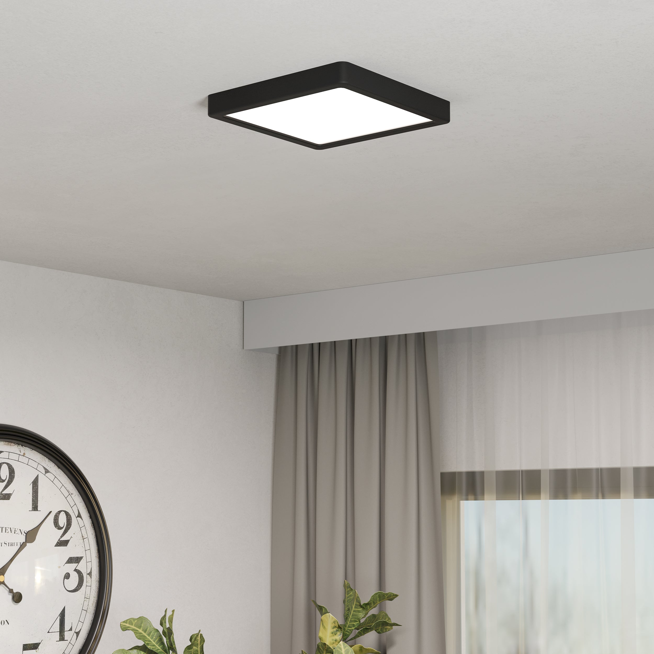 EGLO Fueva 6  Black Square LED Ceiling Light  220mm x 220mm