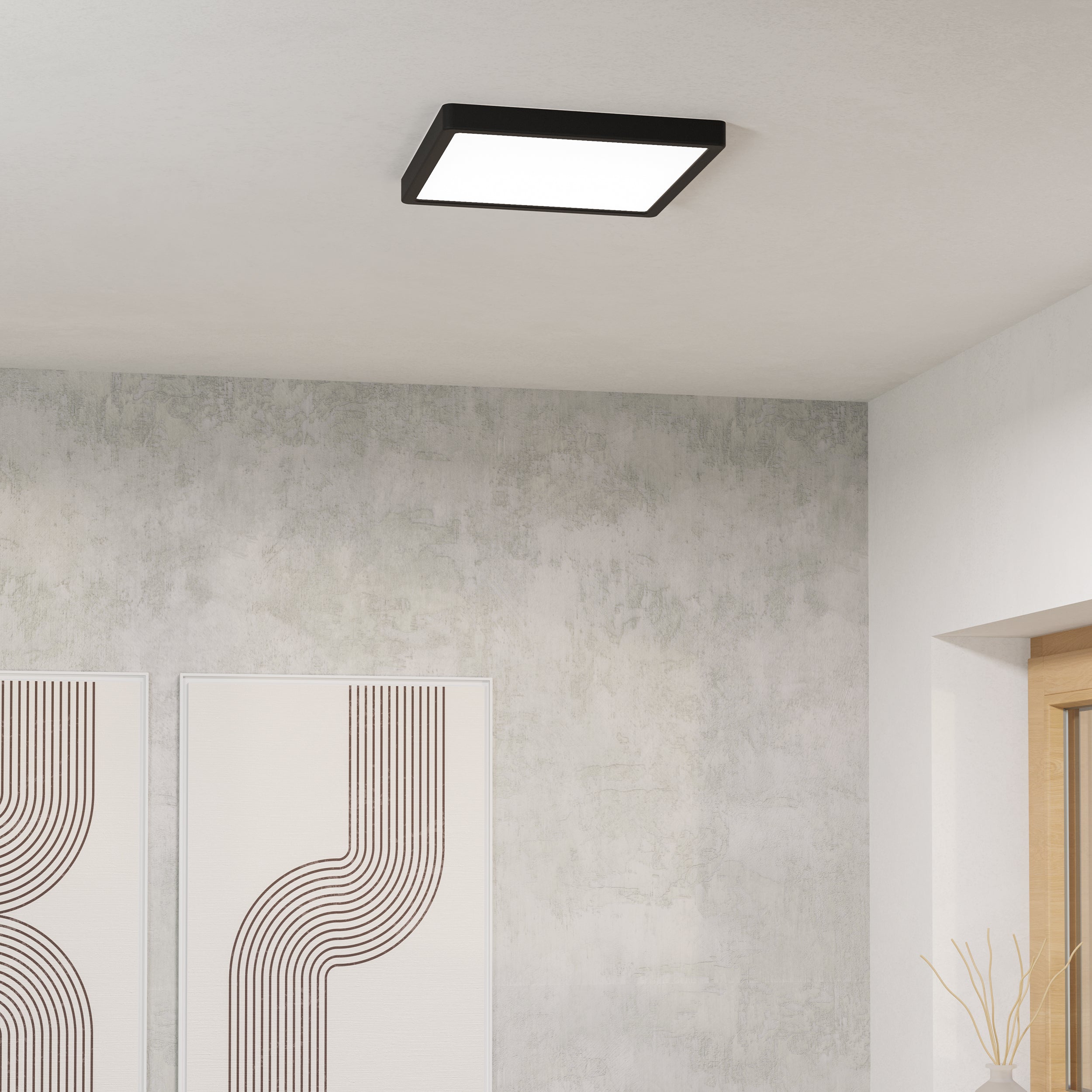 EGLO Fueva 6  Black Square LED Ceiling Light 295mm x 295mm