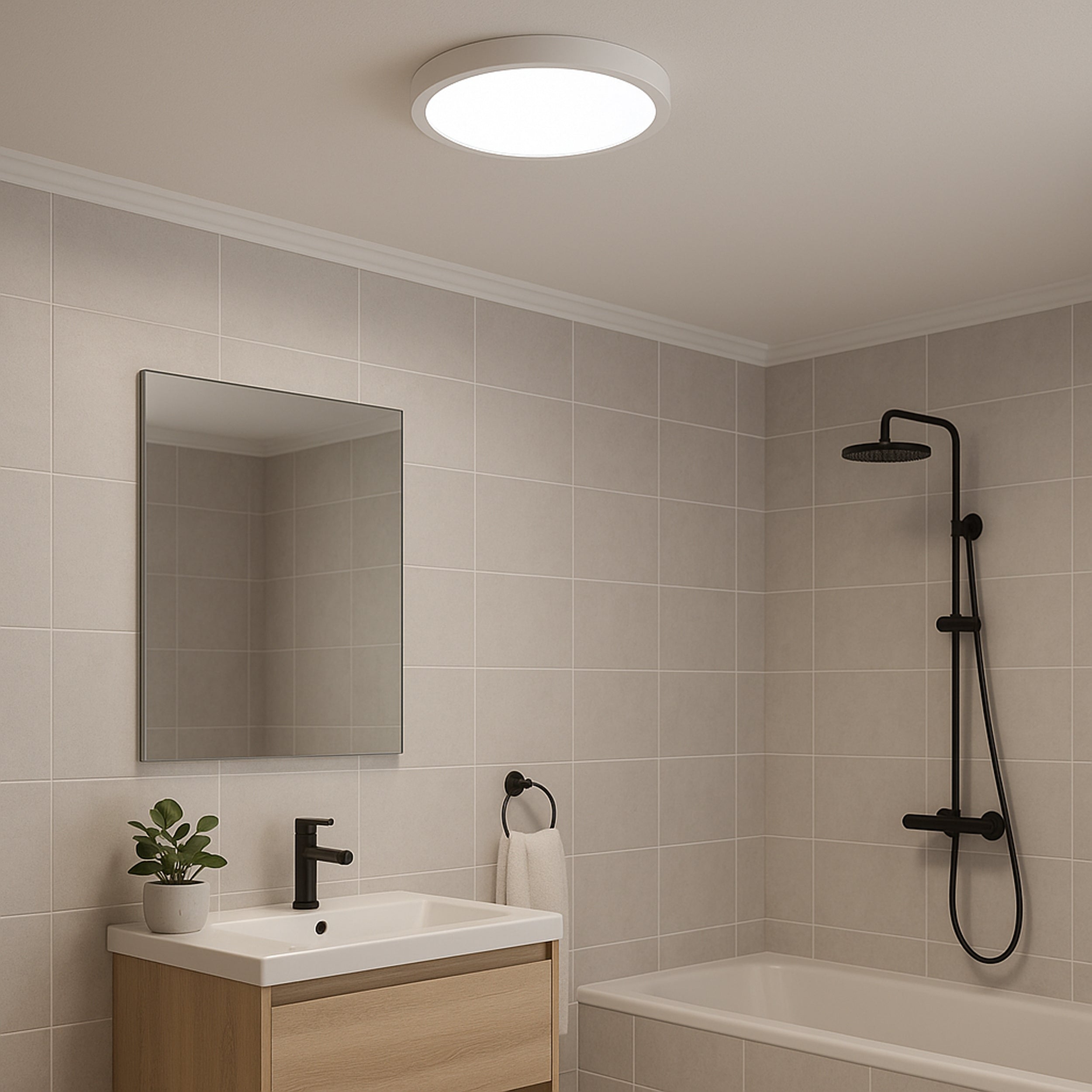 EGLO Fueva 6-Z Smart Control RGB IP44 Plastic Ceiling Light, 27.8cm White