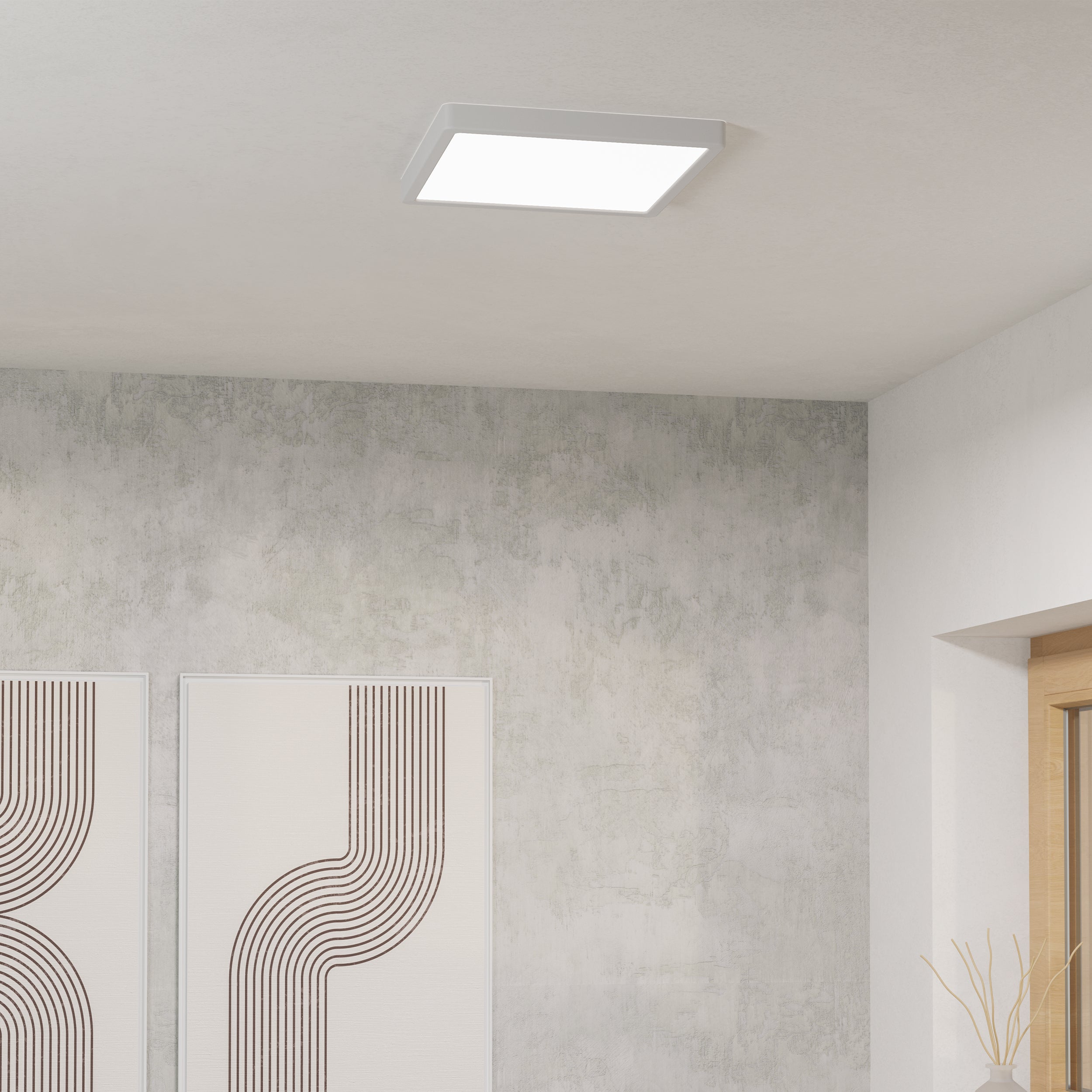 EGLO Fueva 6 Ultra-Slim Surface-Mounted White Square LED Ceiling Light