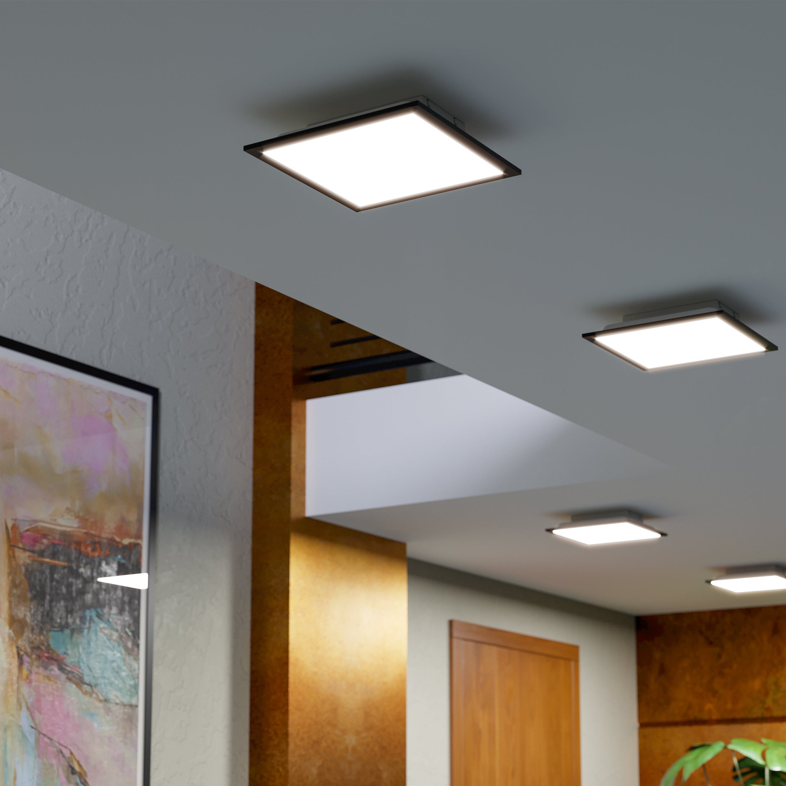 EGLO Moradillo-Z Square Black Slim Ceiling Light  - 295