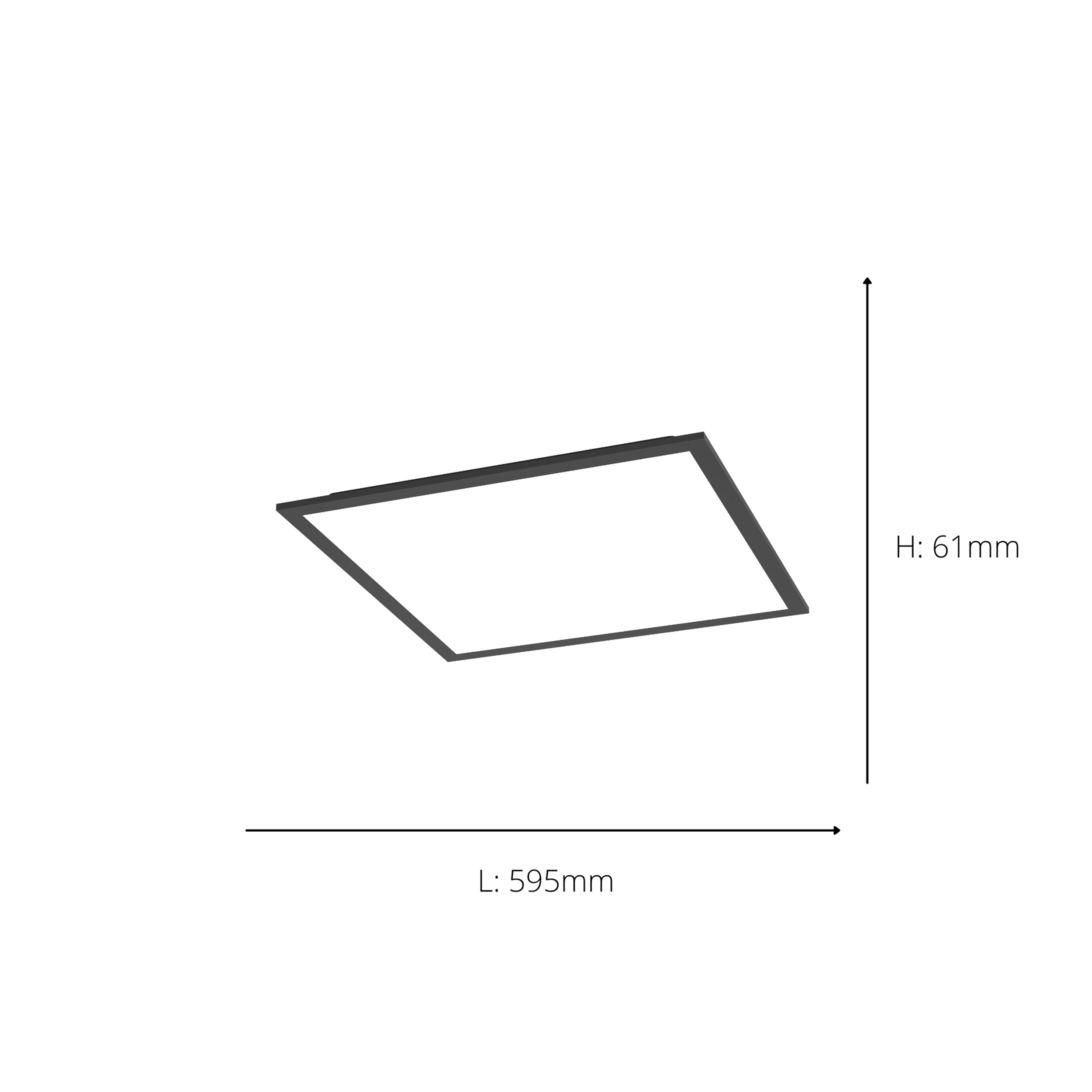 EGLO Moradillo-Z Square Black Slim Ceiling Light - 595