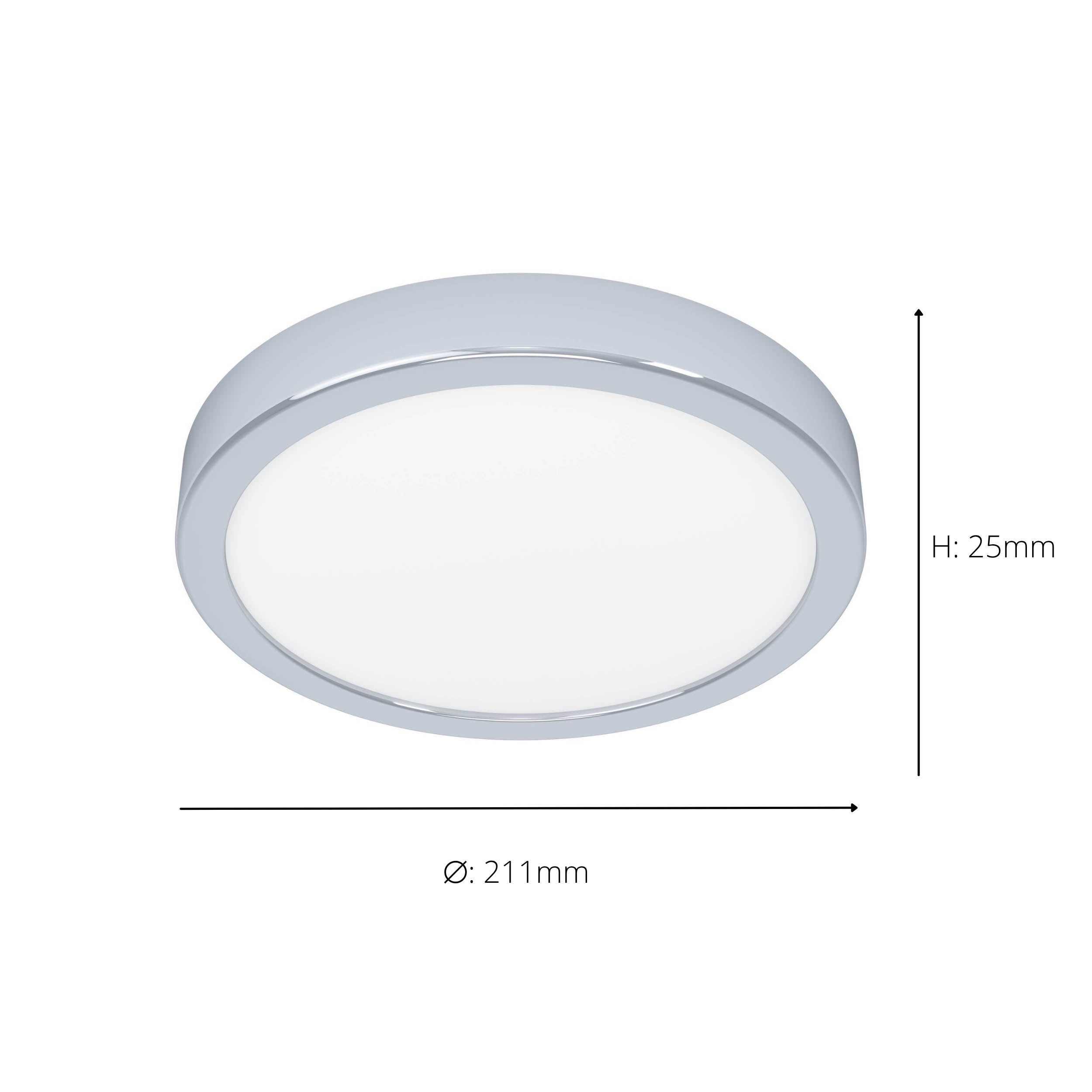 EGLO Fueva 6 Round Ceiling LED Light Chrome 21cm