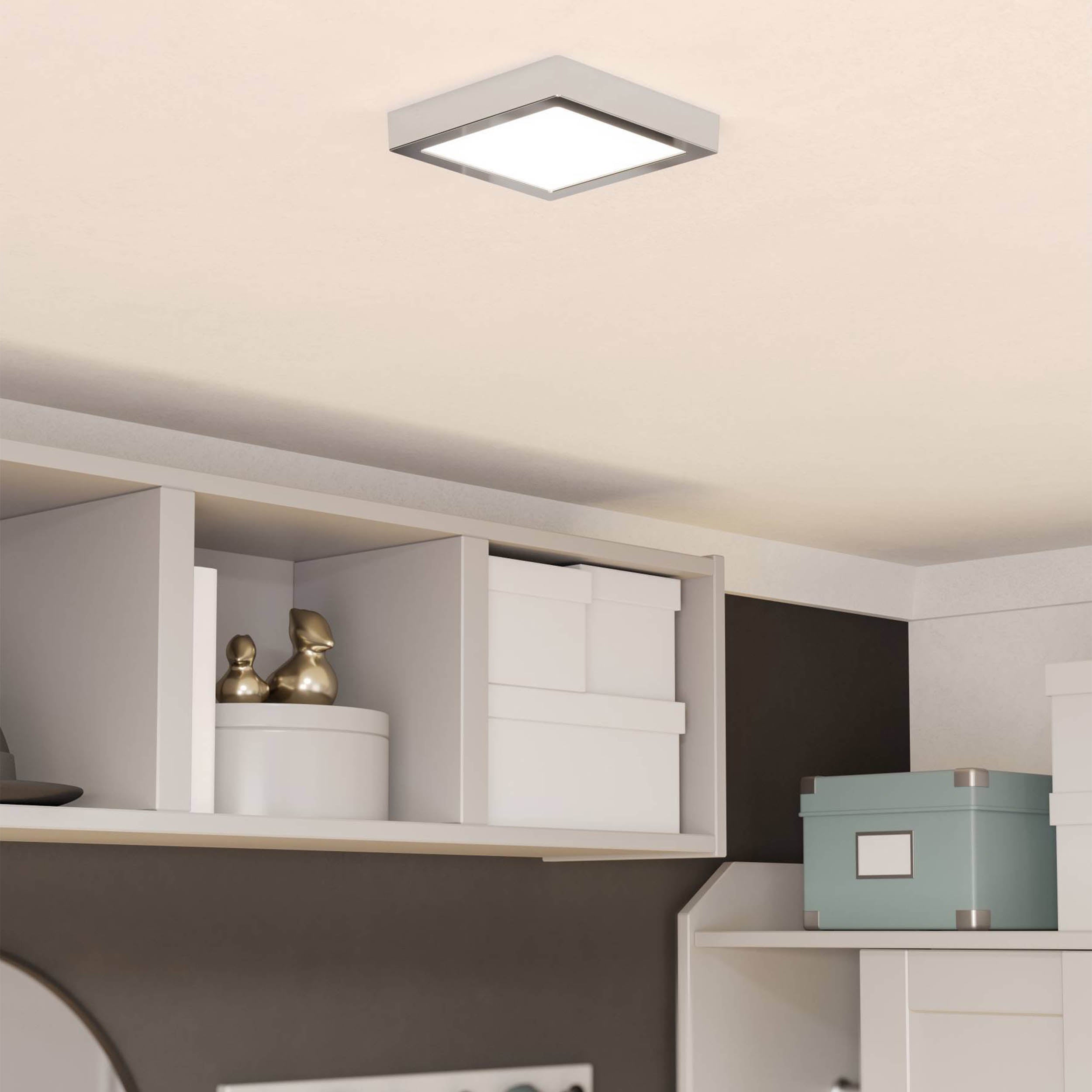 EGLO Fueva 6 Square Ceiling LED Light Chrome 15cm