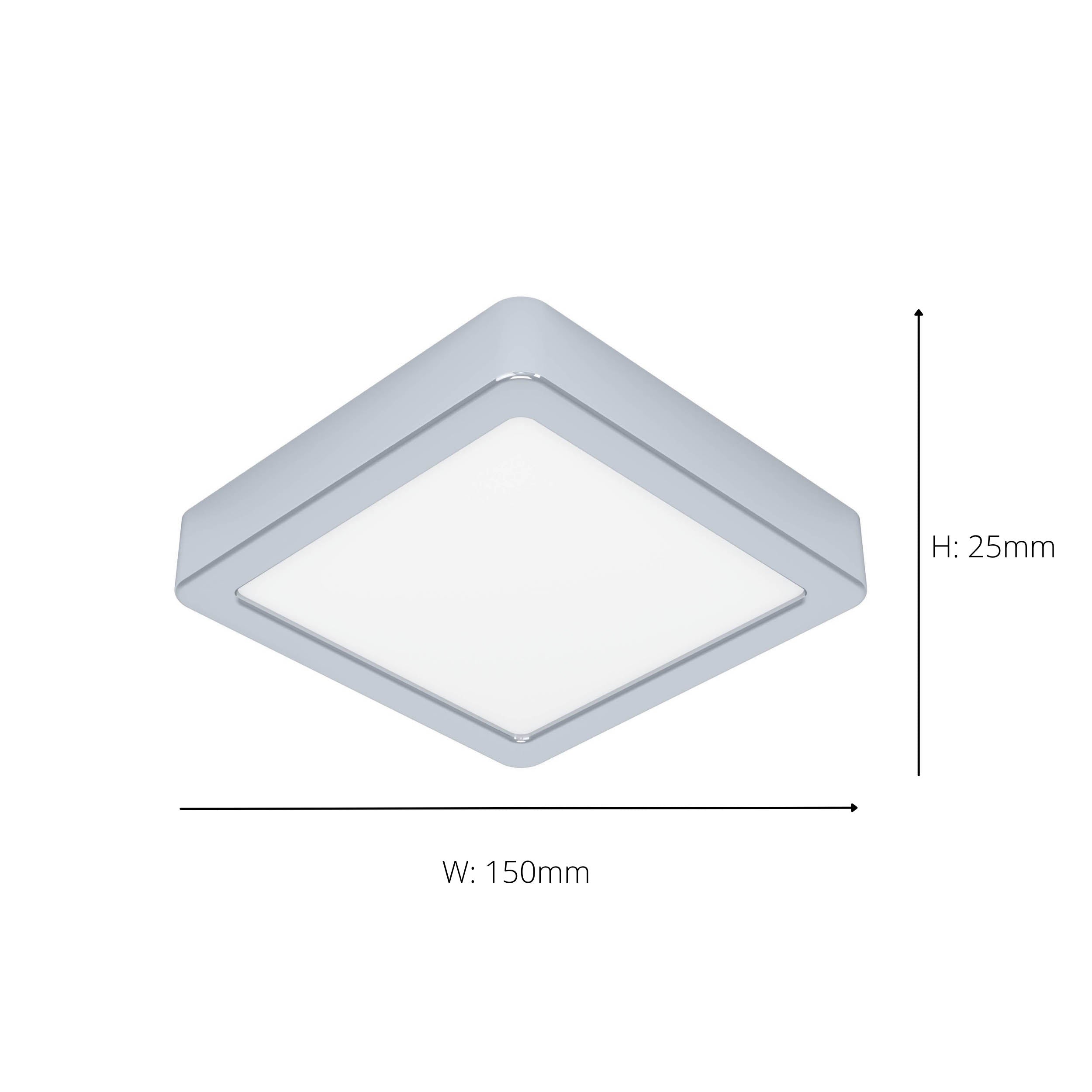 EGLO Fueva 6 Square Ceiling LED Light Chrome 15cm