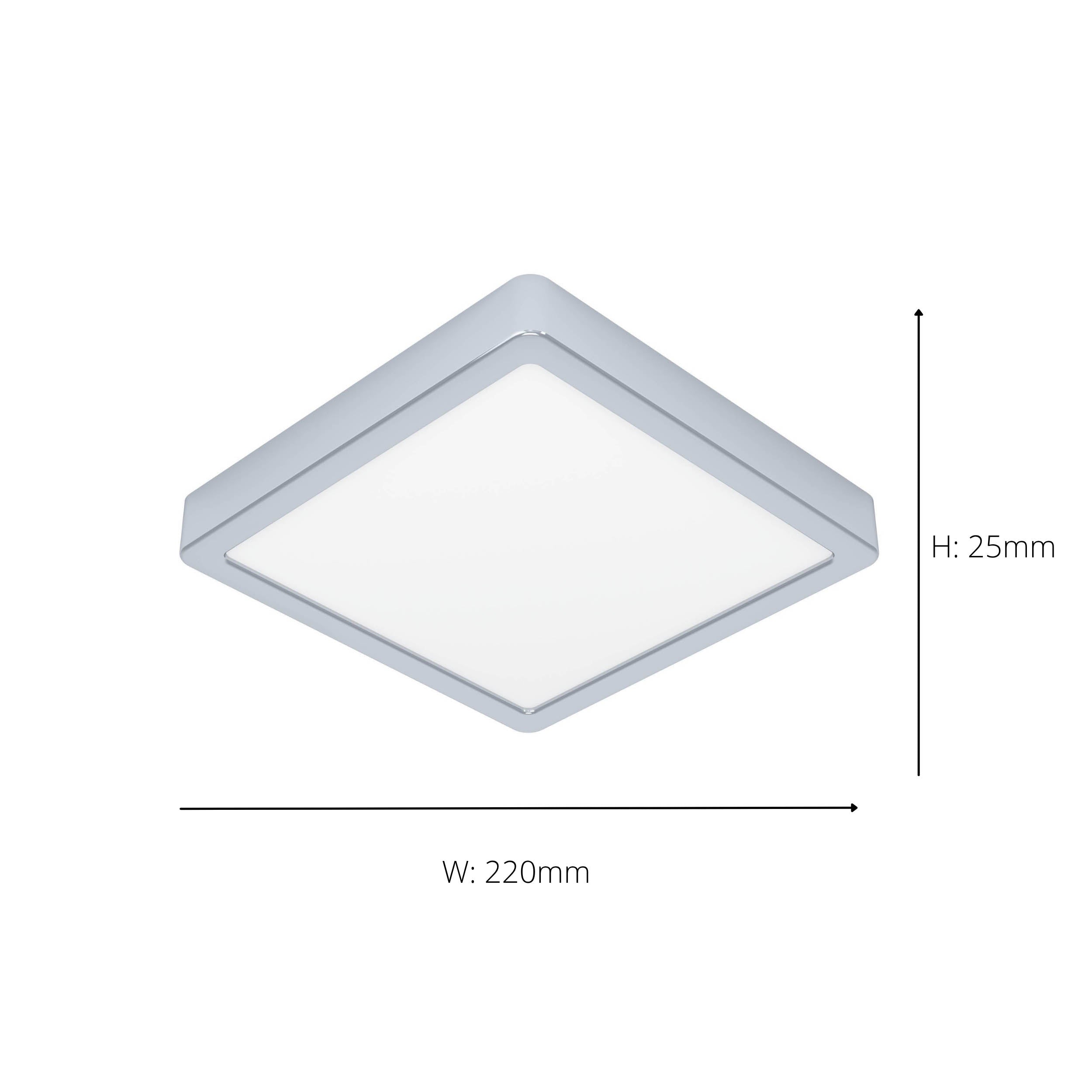 EGLO Fueva 6 Square Ceiling LED Light Chrome 22cm