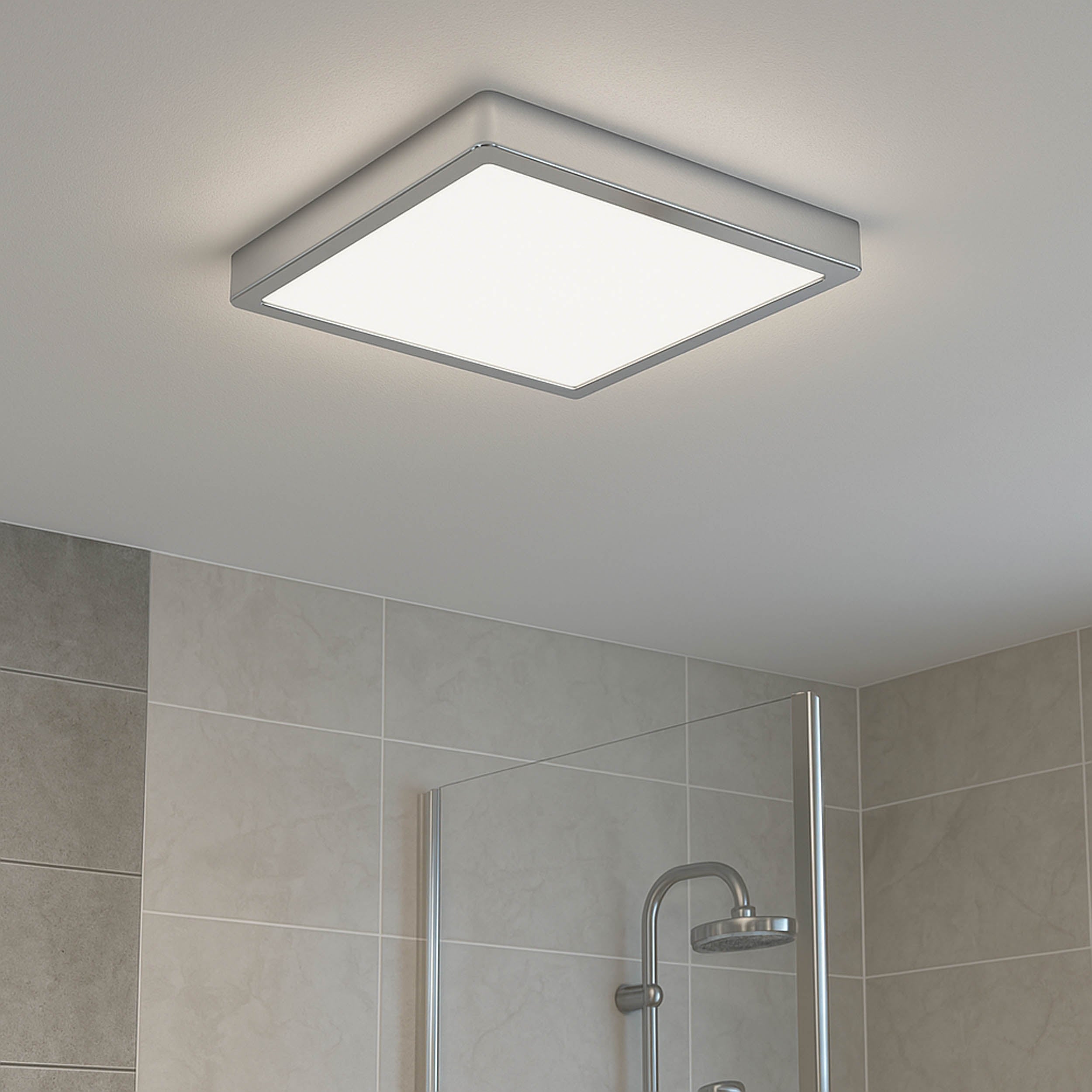 EGLO Fueva 6 Square Ceiling LED Light Chrome 29cm