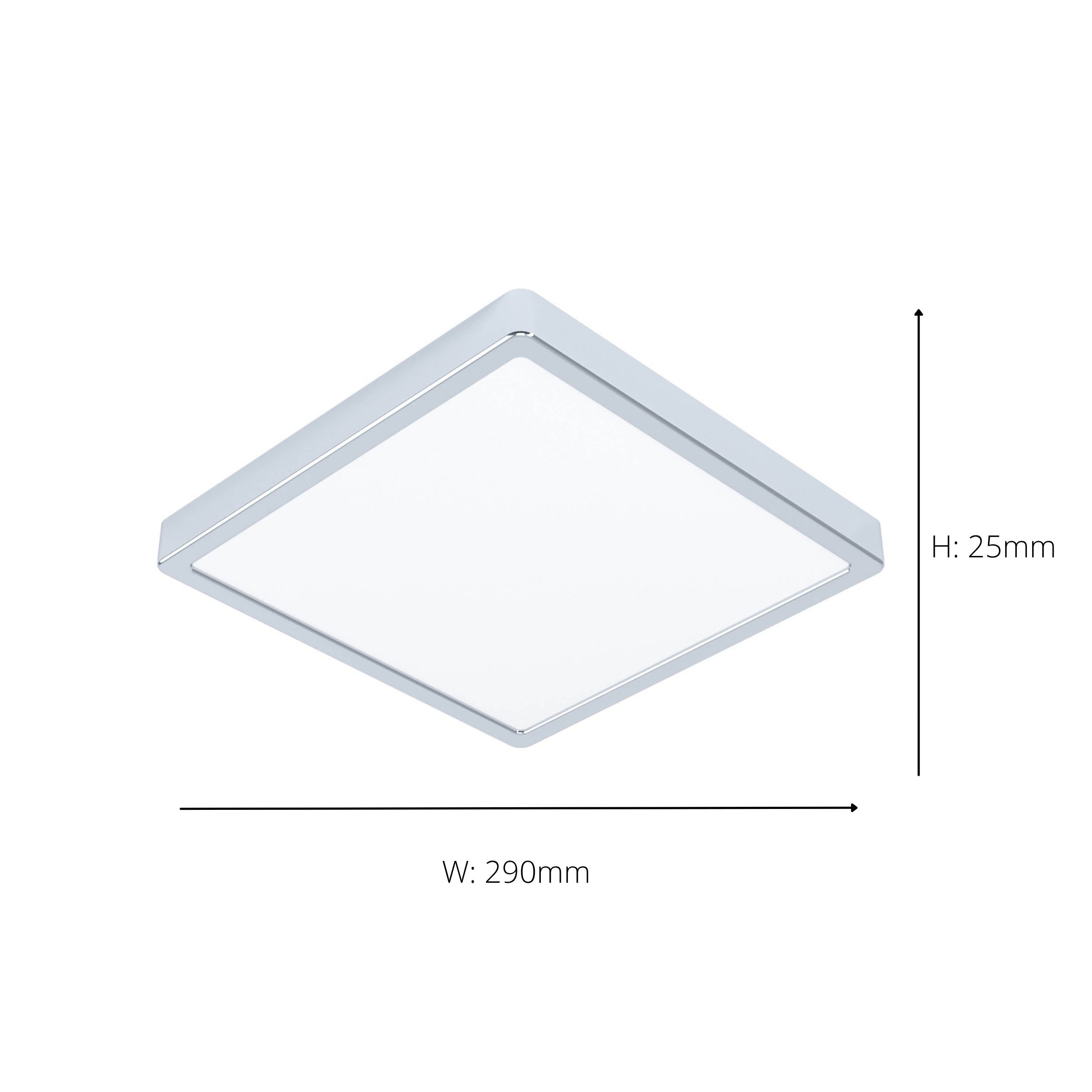 EGLO Fueva 6 Square Ceiling LED Light Chrome 29cm