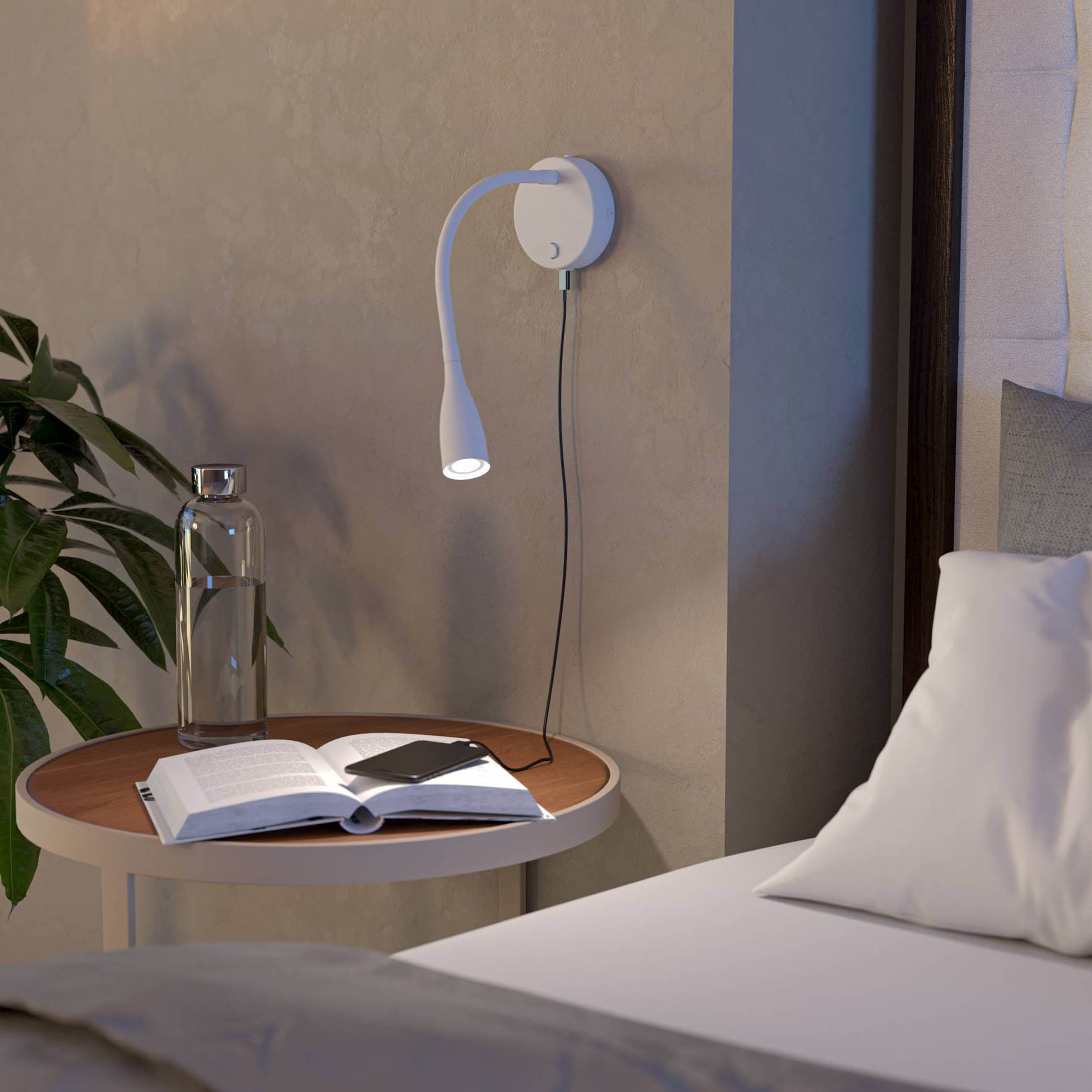 EGLO Olivandino 1 Wall Light White Adjustable LED Wall Light with USB Port