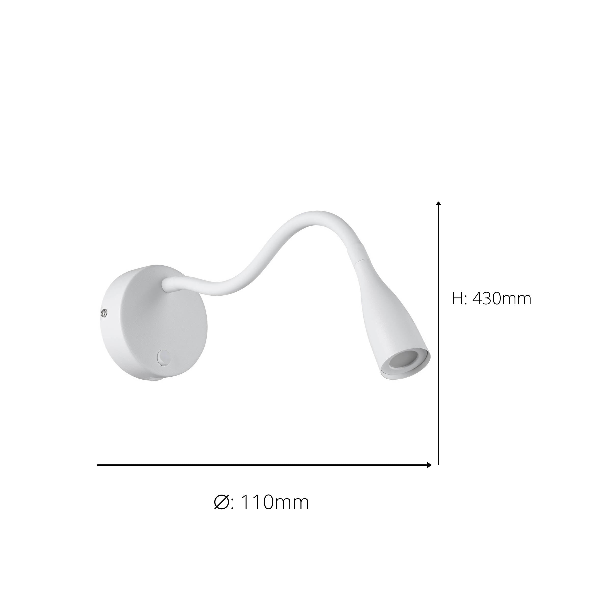 EGLO Olivandino 1 Wall Light White Adjustable LED Wall Light with USB Port