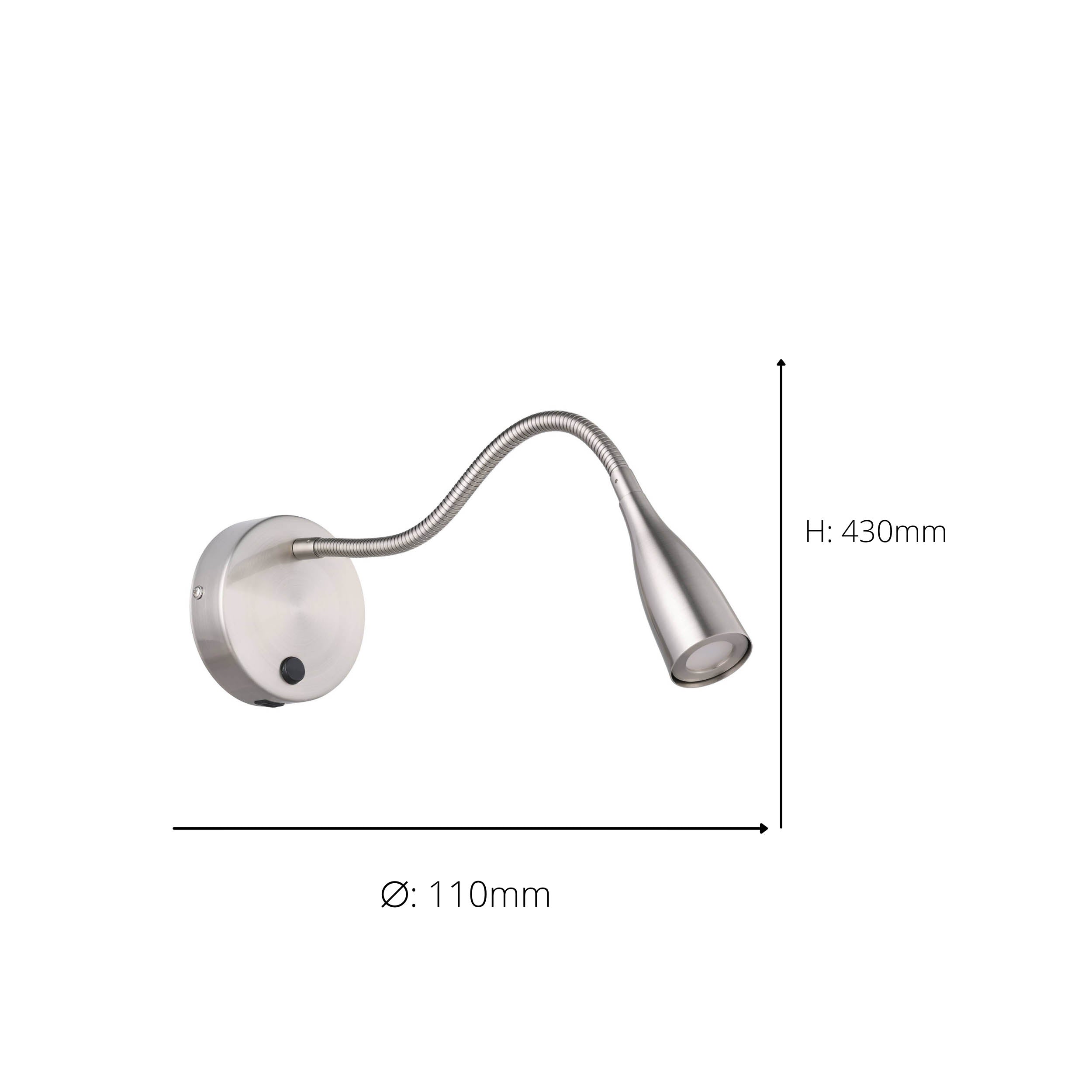 EGLO Olivandino 1 Wall Light Nickel Modern LED Wall Light with USB and Flexible Arm
