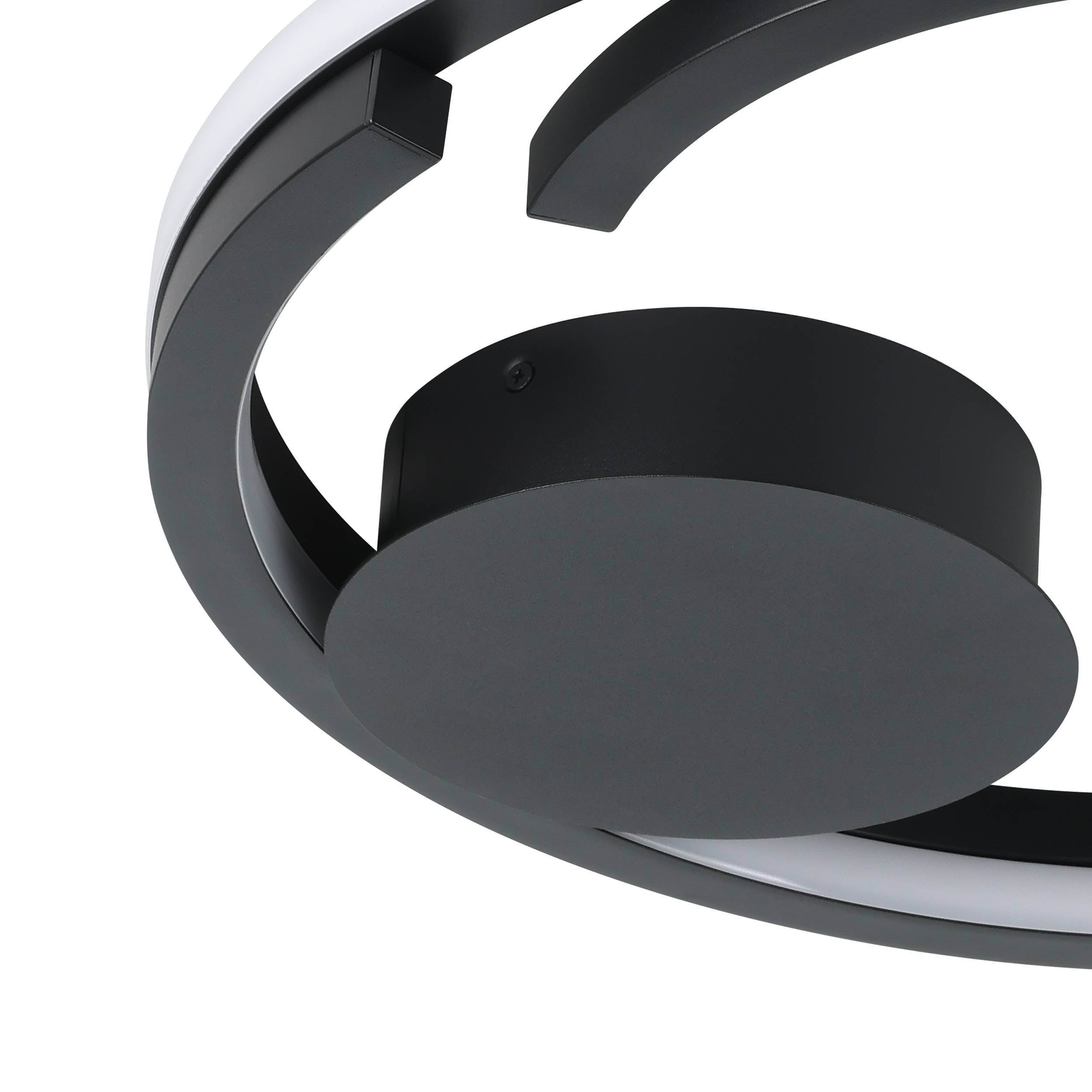 EGLO Mezzomonte Ceiling Light Black 1 Ring Curved LED Ceiling Light with Remote and CCT