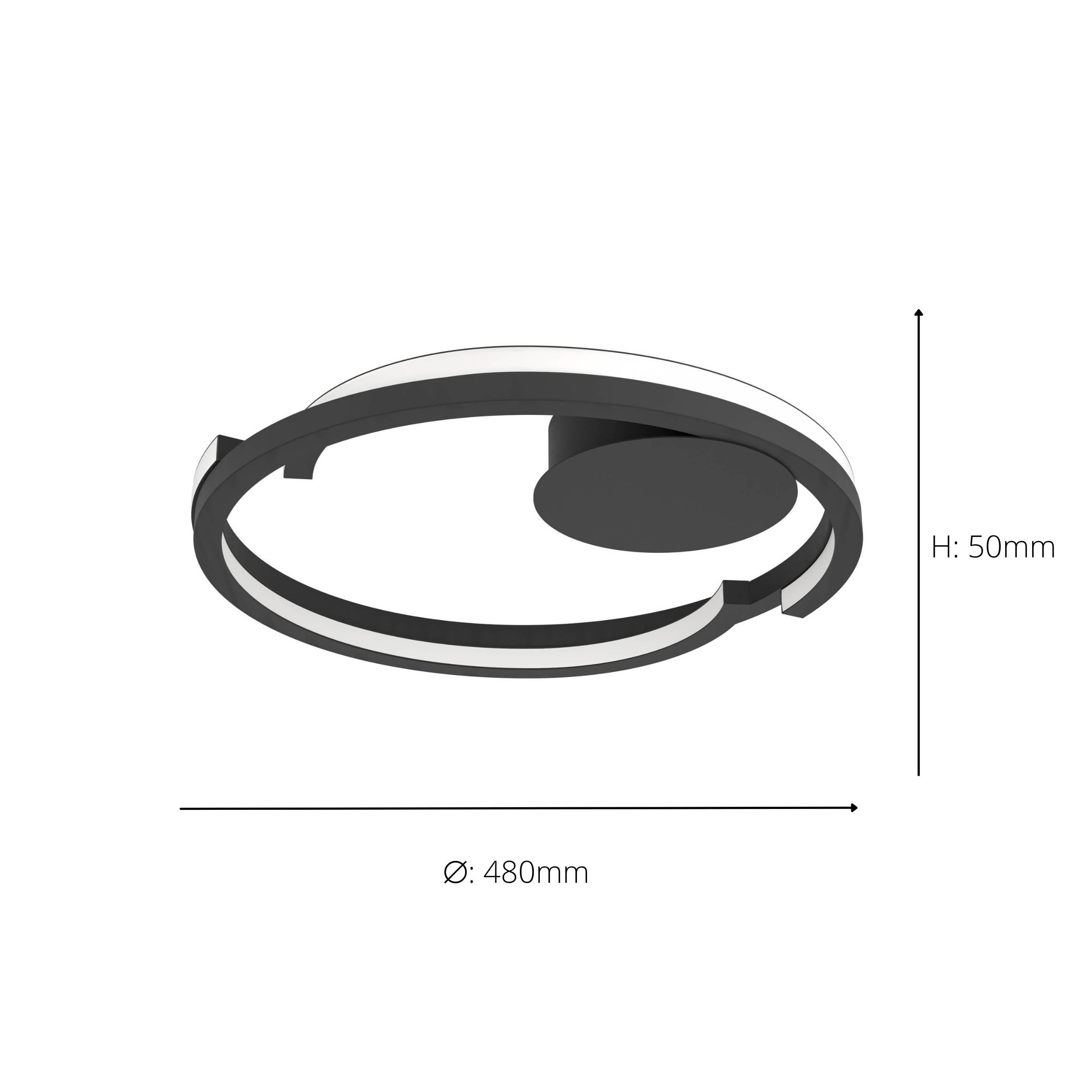 EGLO Mezzomonte Ceiling Light Black 1 Ring Curved LED Ceiling Light with Remote and CCT