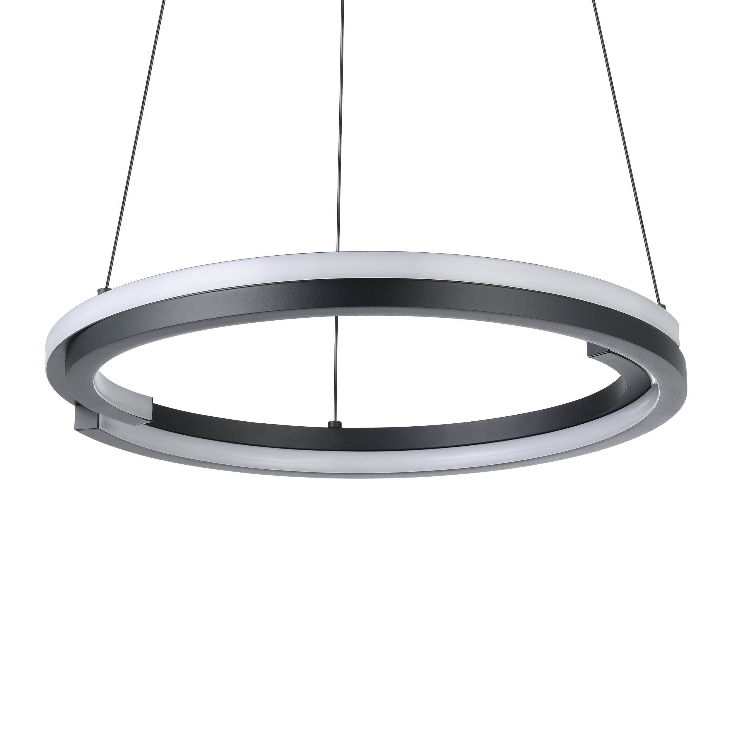 EGLO Mezzomonte Pendant Light Black 2 Ring Floating Double Ring LED Pendant with CCT