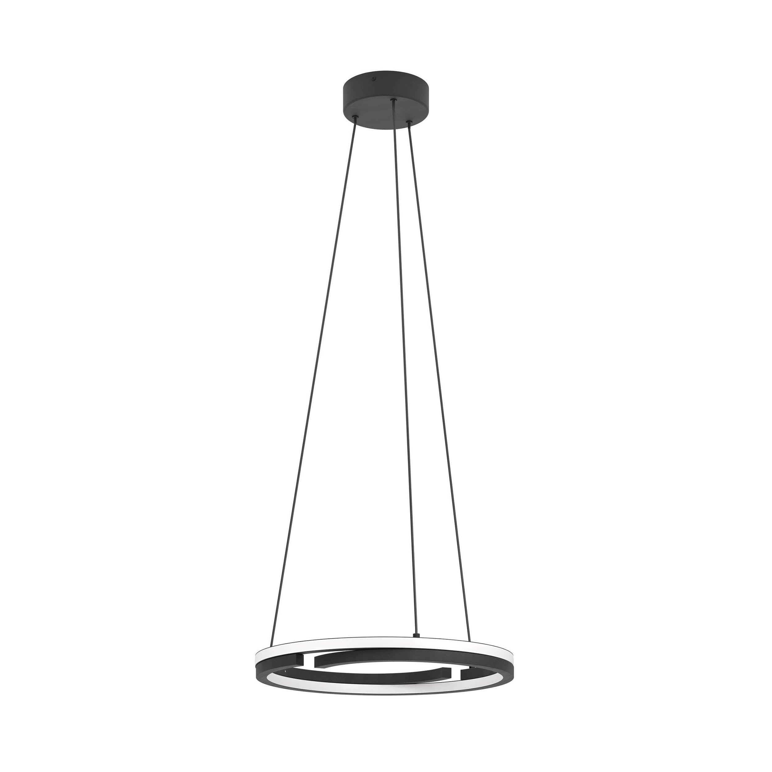 EGLO Mezzomonte Pendant Light Black 2 Ring Floating Double Ring LED Pendant with CCT