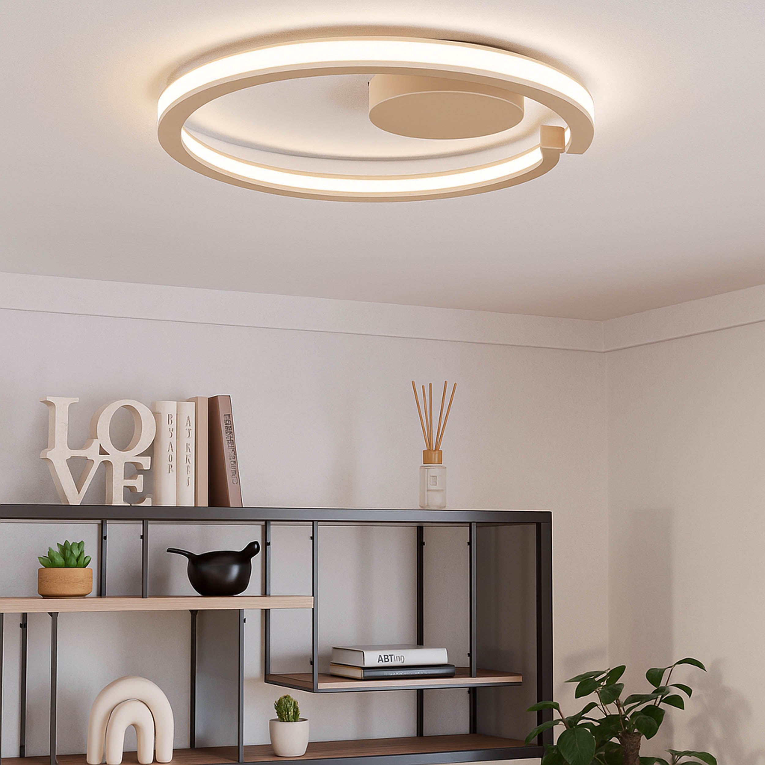 EGLO Mezzomonte Ceiling Light Sand 1 Ring Open Ring LED Ceiling Light with CCT and Remote