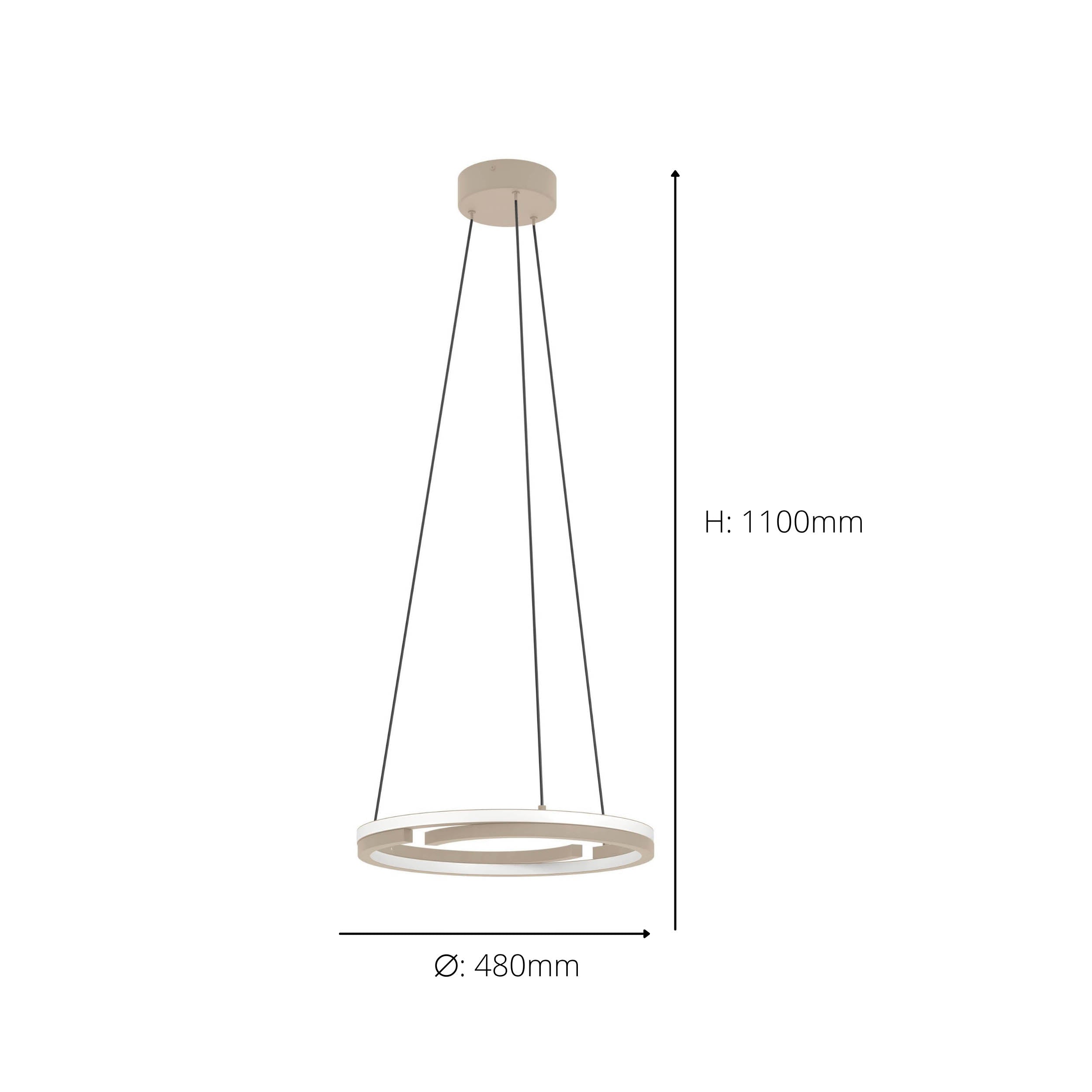EGLO Mezzomonte Pendant Light Brass 1 Ring Brushed Brass LED Pendant with Dimmable CCT