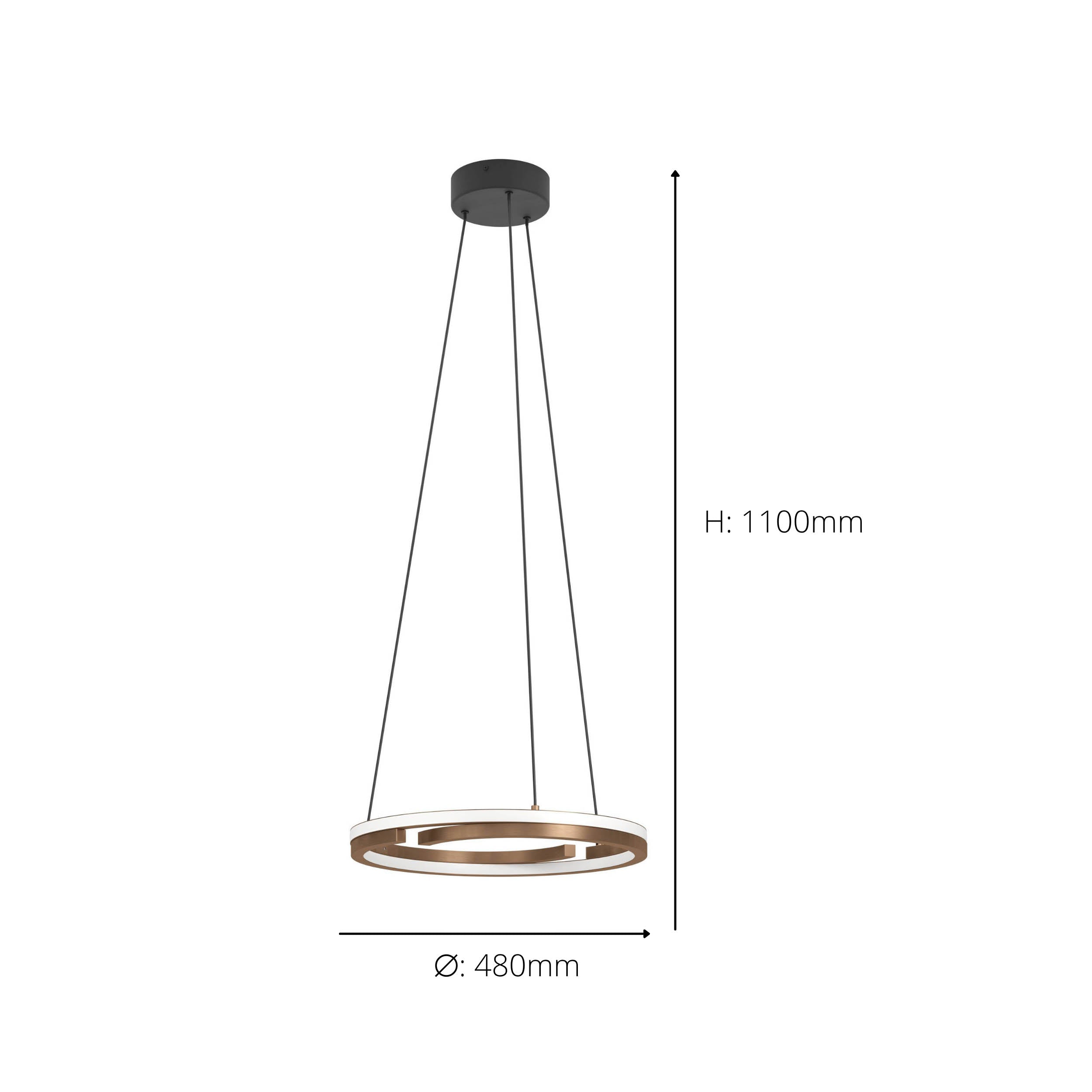 EGLO Mezzomonte Pendant Light Black Bronze 1 Ring Floating Ring LED Pendant with CCT and Remote