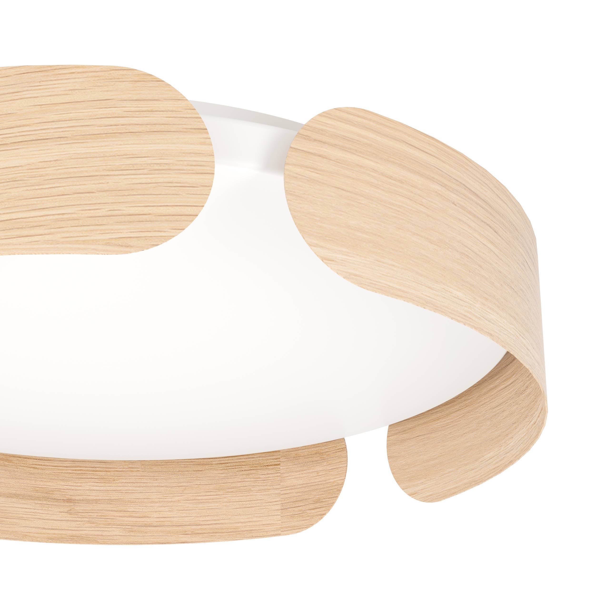 EGLO Valcasotto Ceiling Light Wood Look 40 cm Round LED Ceiling Light with Curved Wooden Accents