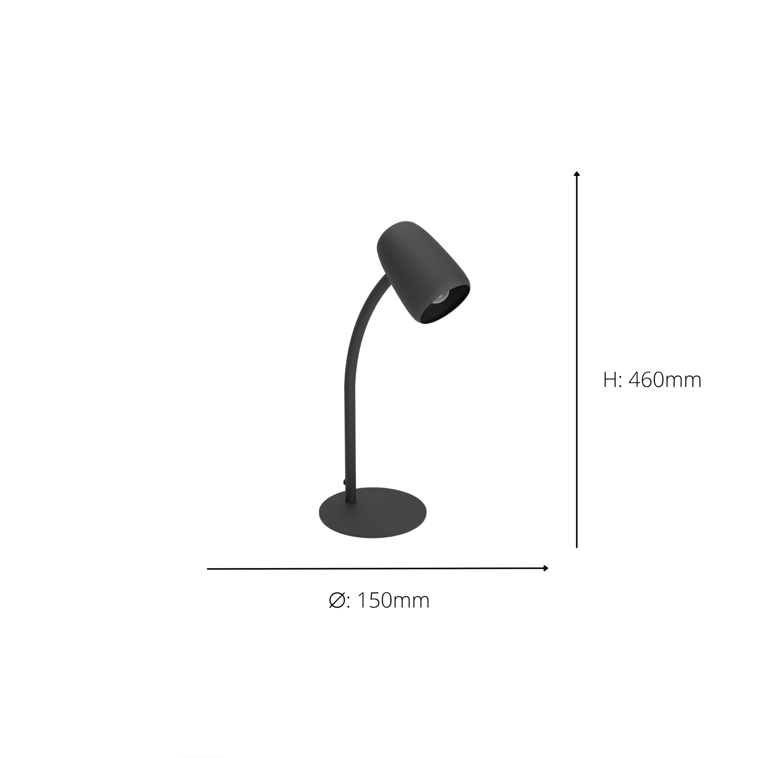 EGLO Carlo Modern Steel Flexible Desk Lamp, Black