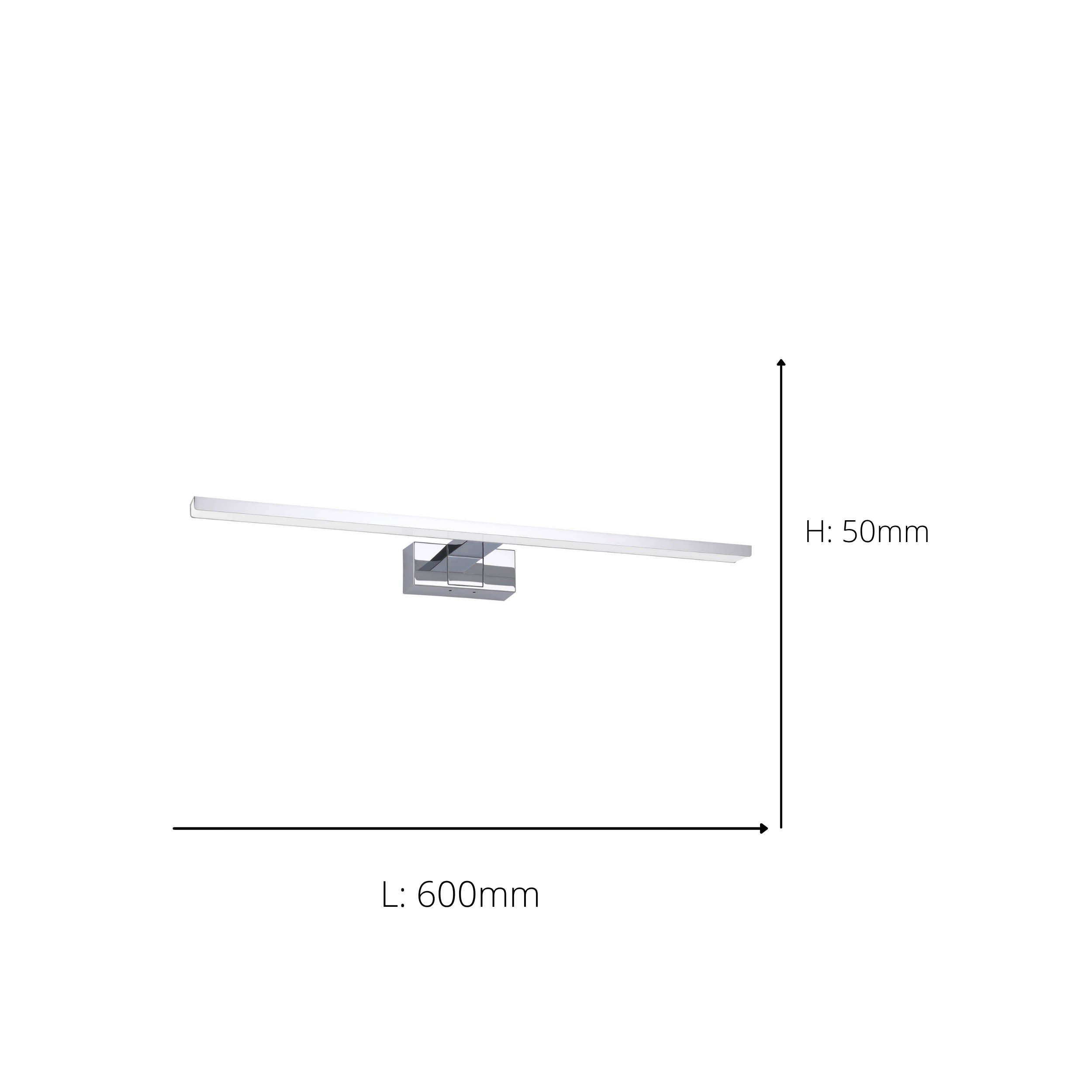 EGLO Conettilla Mirror Light Chrome 60 cm Vertical Mount LED Bathroom Light with CCT and Splash Protection