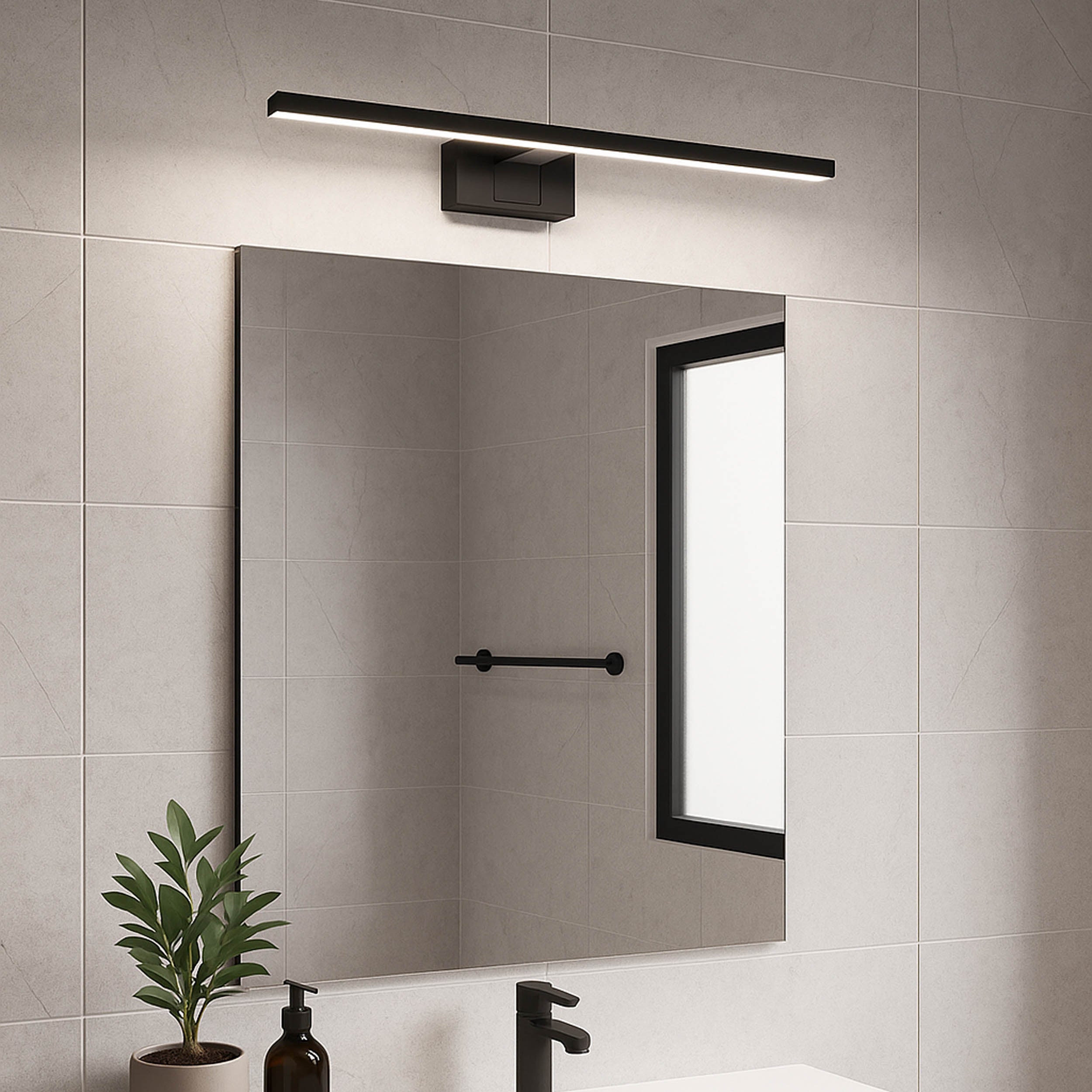 EGLO Conettilla Mirror Light Black 60 cm Modern Black LED Mirror Light with CCT and IP44