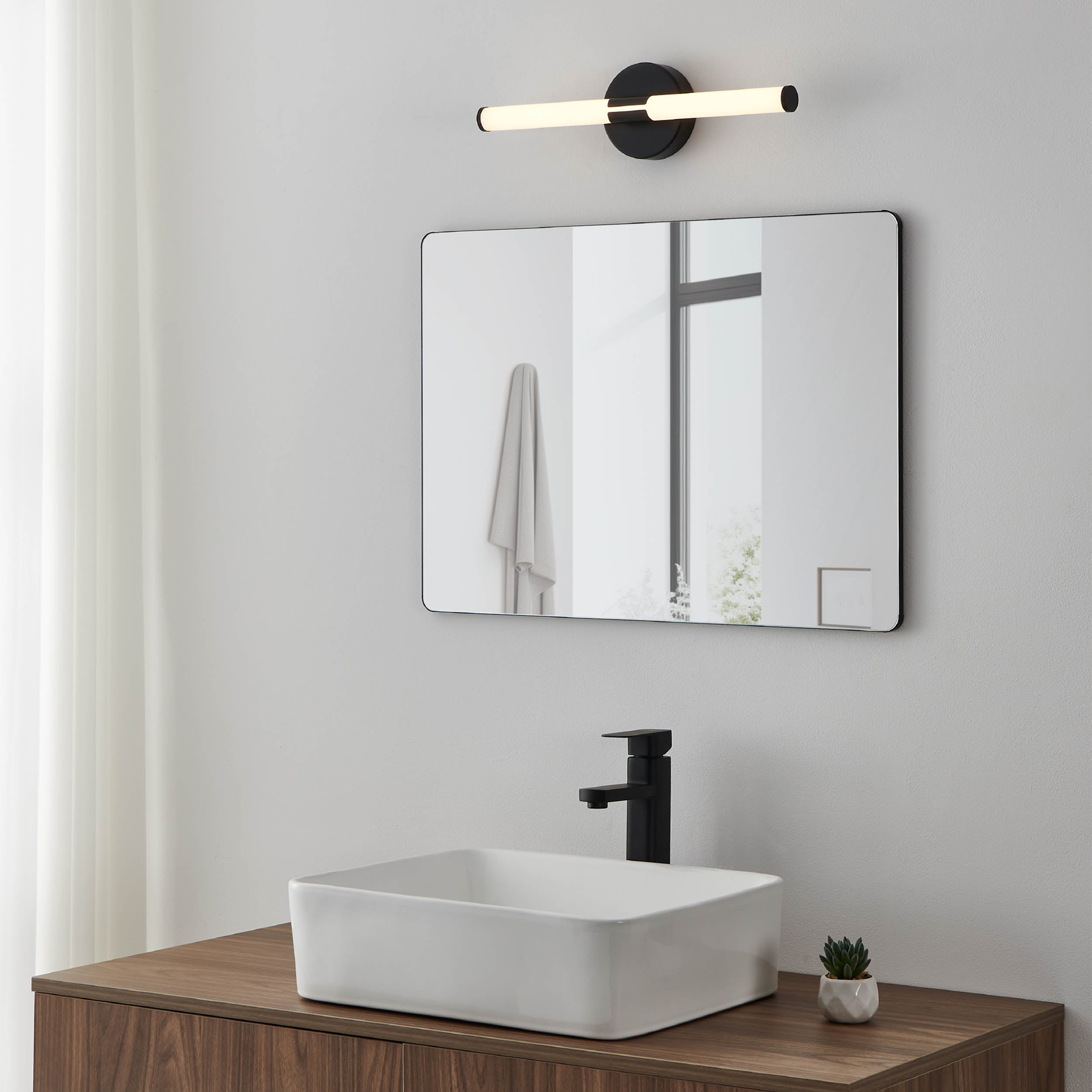 EGLO Ramola Mirror Light Black 60 cm Wide Black LED Mirror Light with CCT and Splash Protection