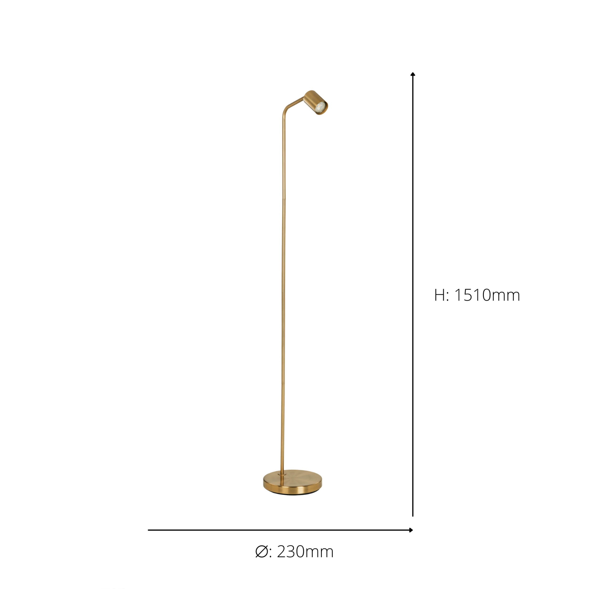 EGLO Rigomagno Floor Lamp Brass GU10 Brushed Brass Floor Lamp with Downward Light