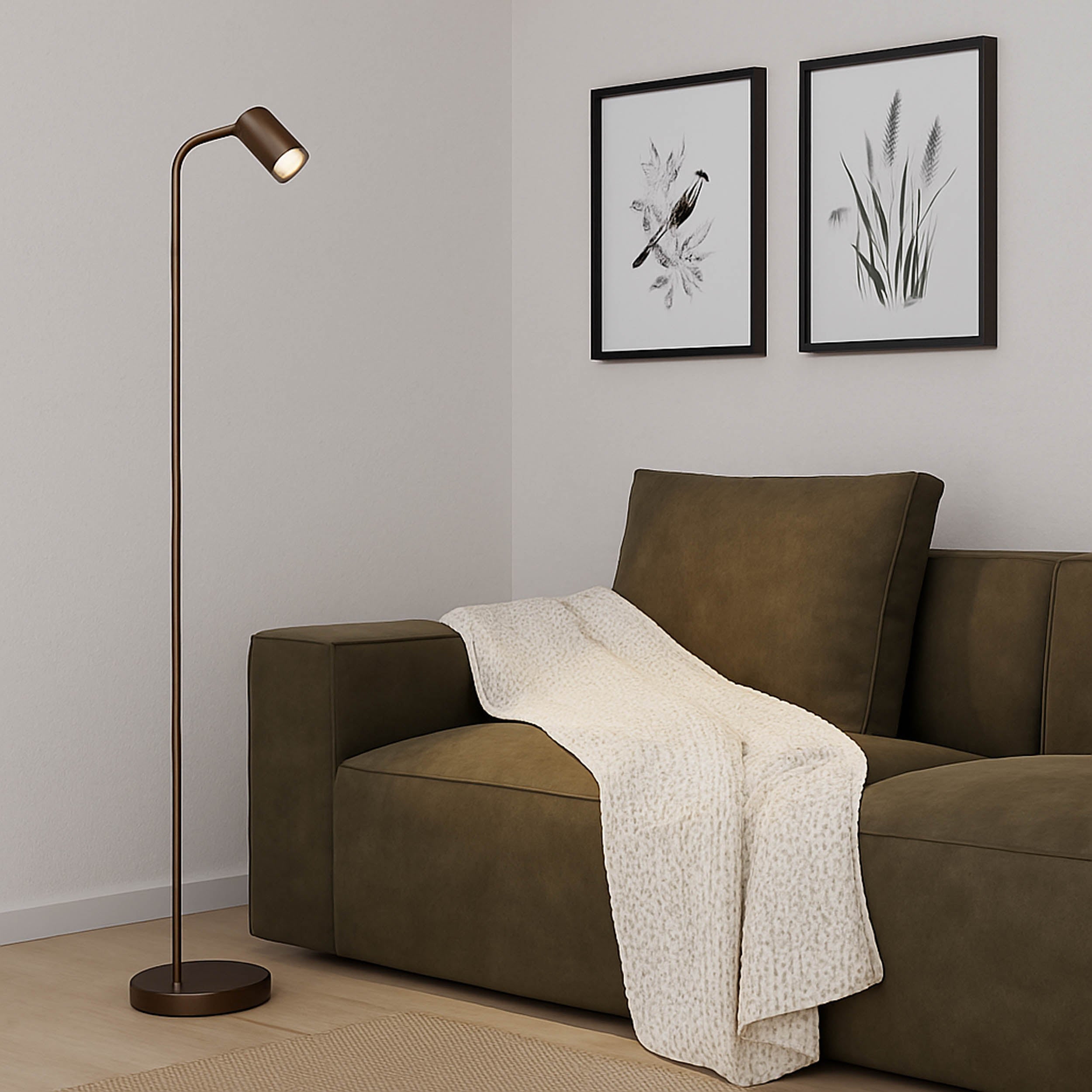 EGLO Rigomagno Floor Lamp Bronze GU10 Brushed Bronze Floor Lamp with Fixed Head