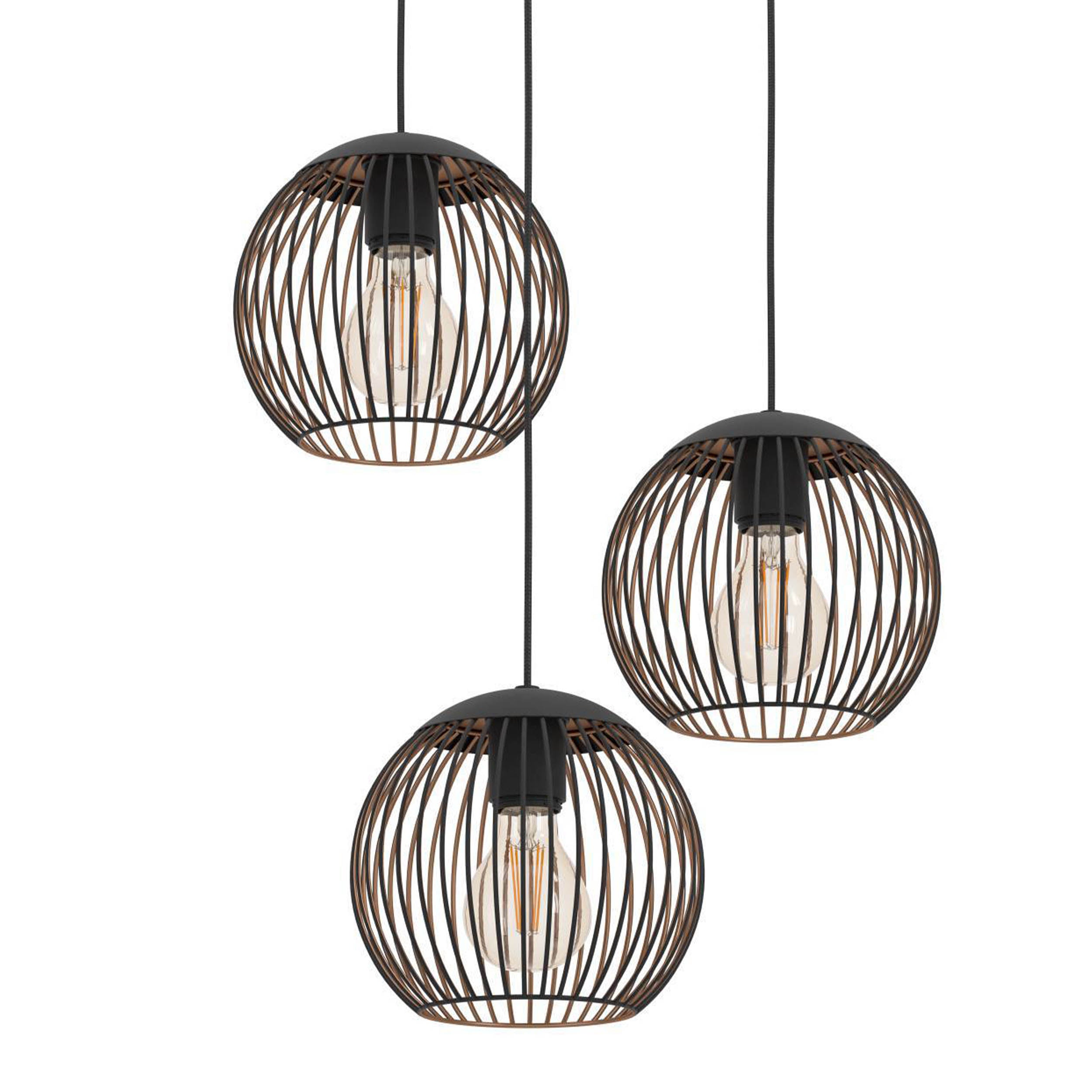 EGLO Almanzora Pendant Light Black Copper 32 cm Triple Shade E27 Hanging Light for Living Rooms 901871