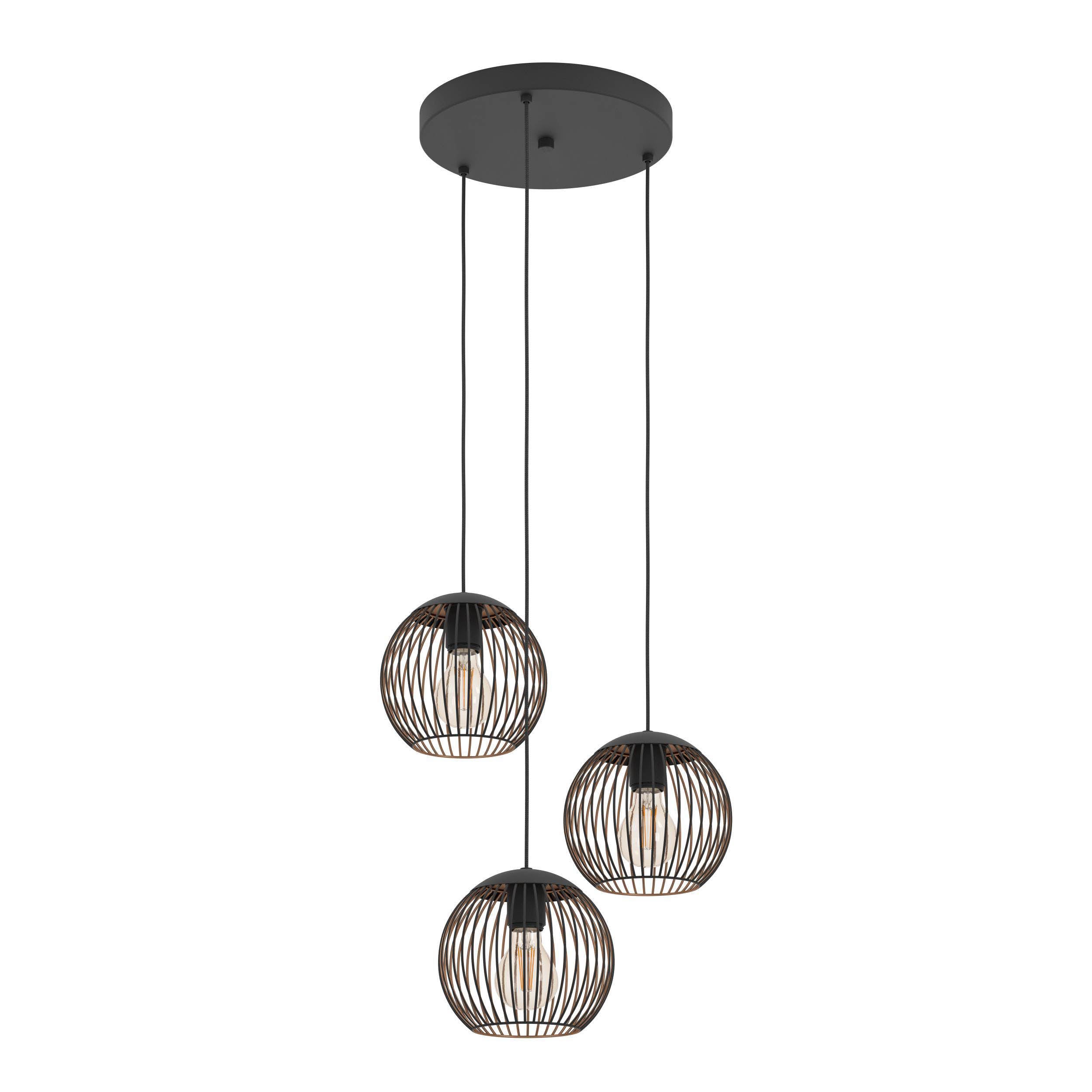 EGLO Almanzora Pendant Light Black Copper 32 cm Triple Shade E27 Hanging Light for Living Rooms 901871