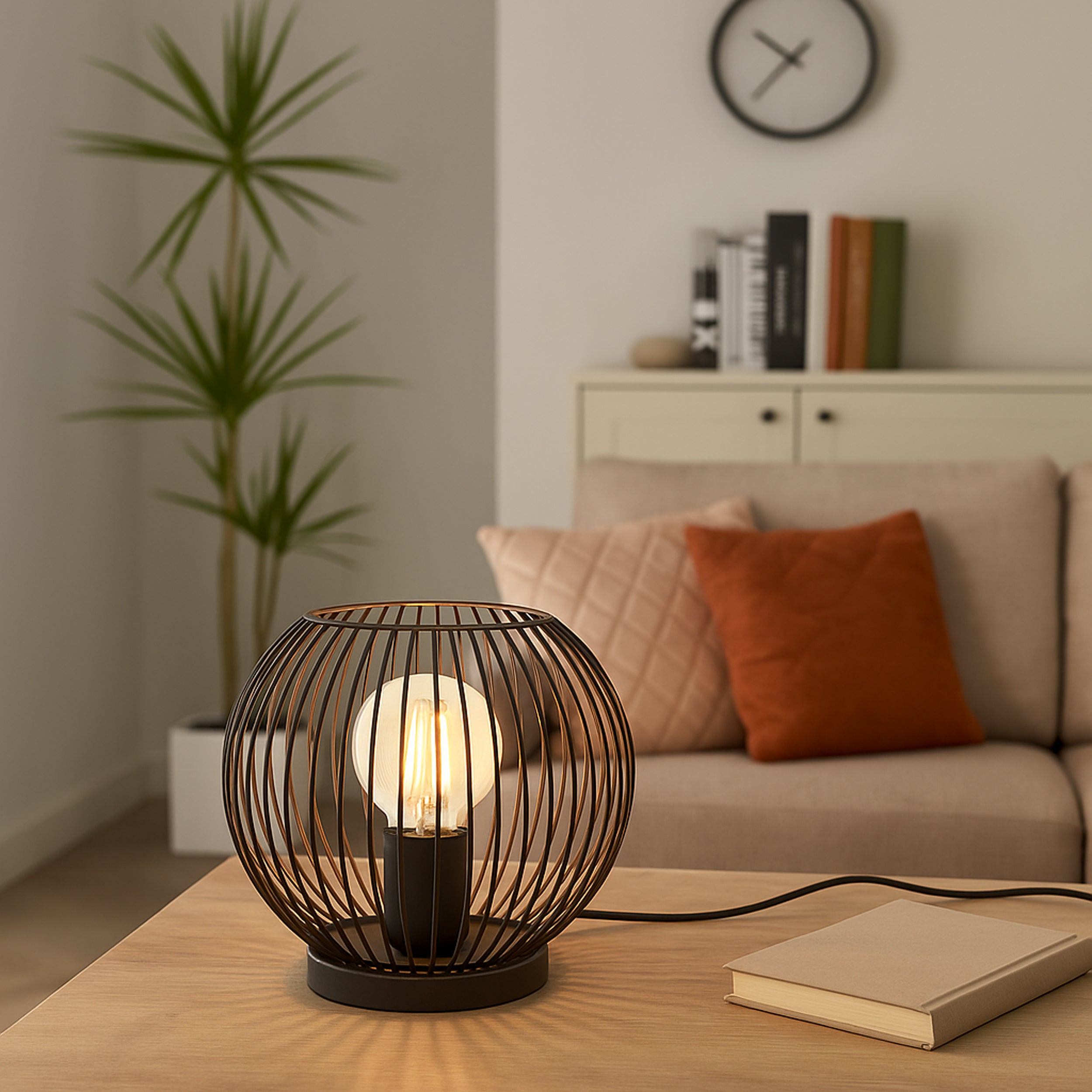 EGLO Almanzora Black & Copper Wire Modern Steel Table Lamp
