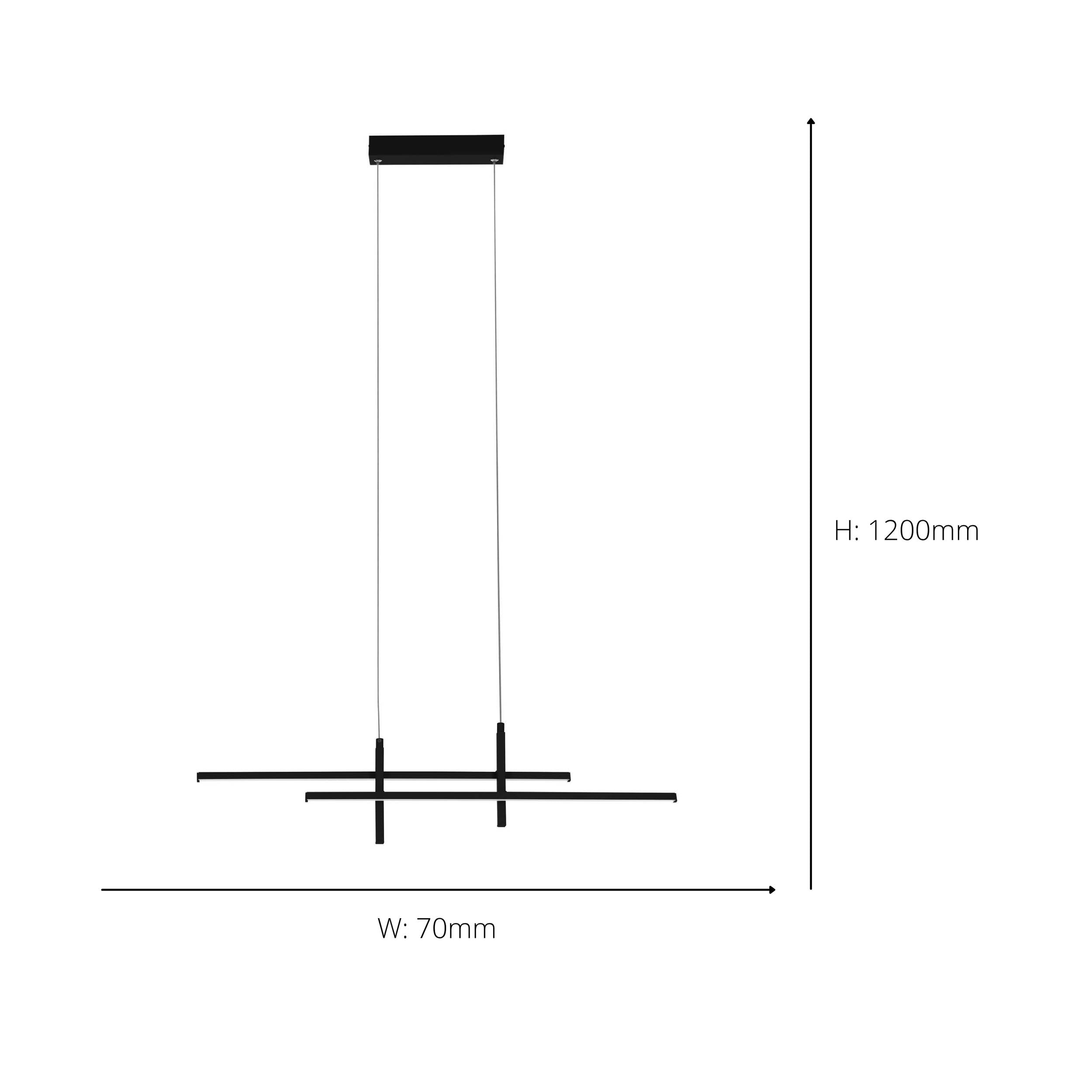 EGLO Trepiliano Pendant Light Black 2 Bar Minimalist LED Pendant Light with Staggered Struts