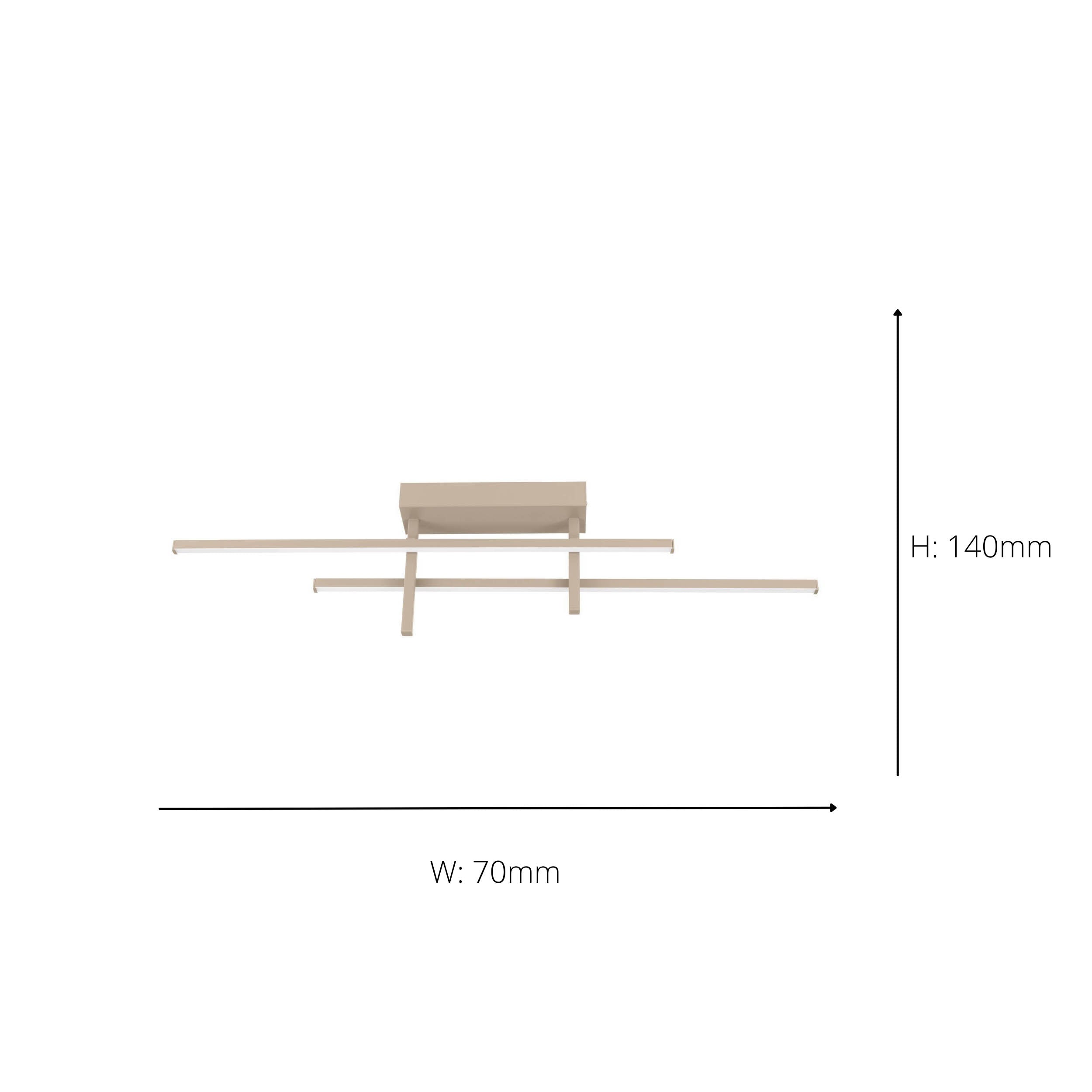 EGLO Trepiliano Ceiling Light Sand 2 Bar Graphic LED Ceiling Light with Offset Lines