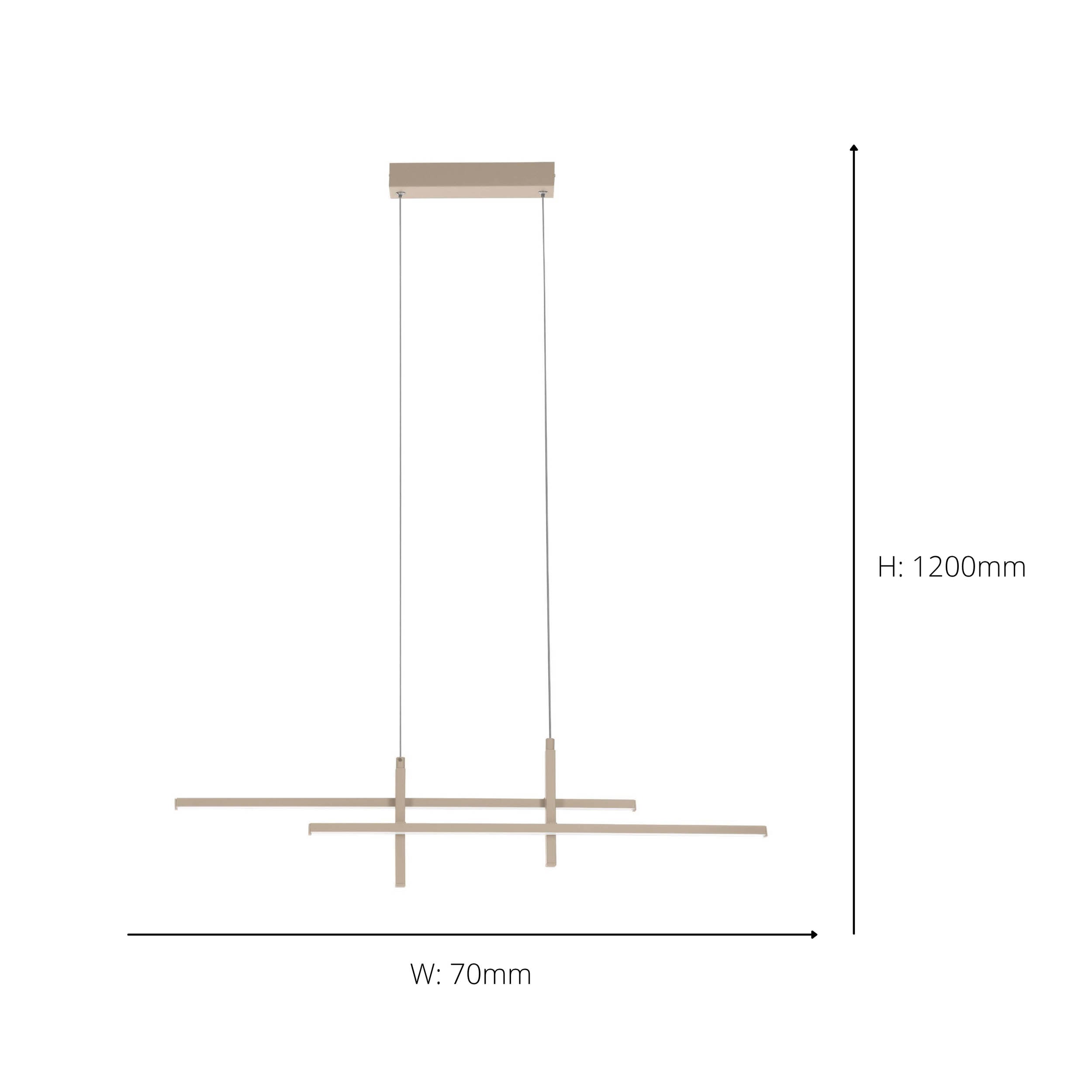 EGLO Trepiliano Pendant Light Sand 2 Bar Adjustable Height LED Pendant Light with Warm Finish