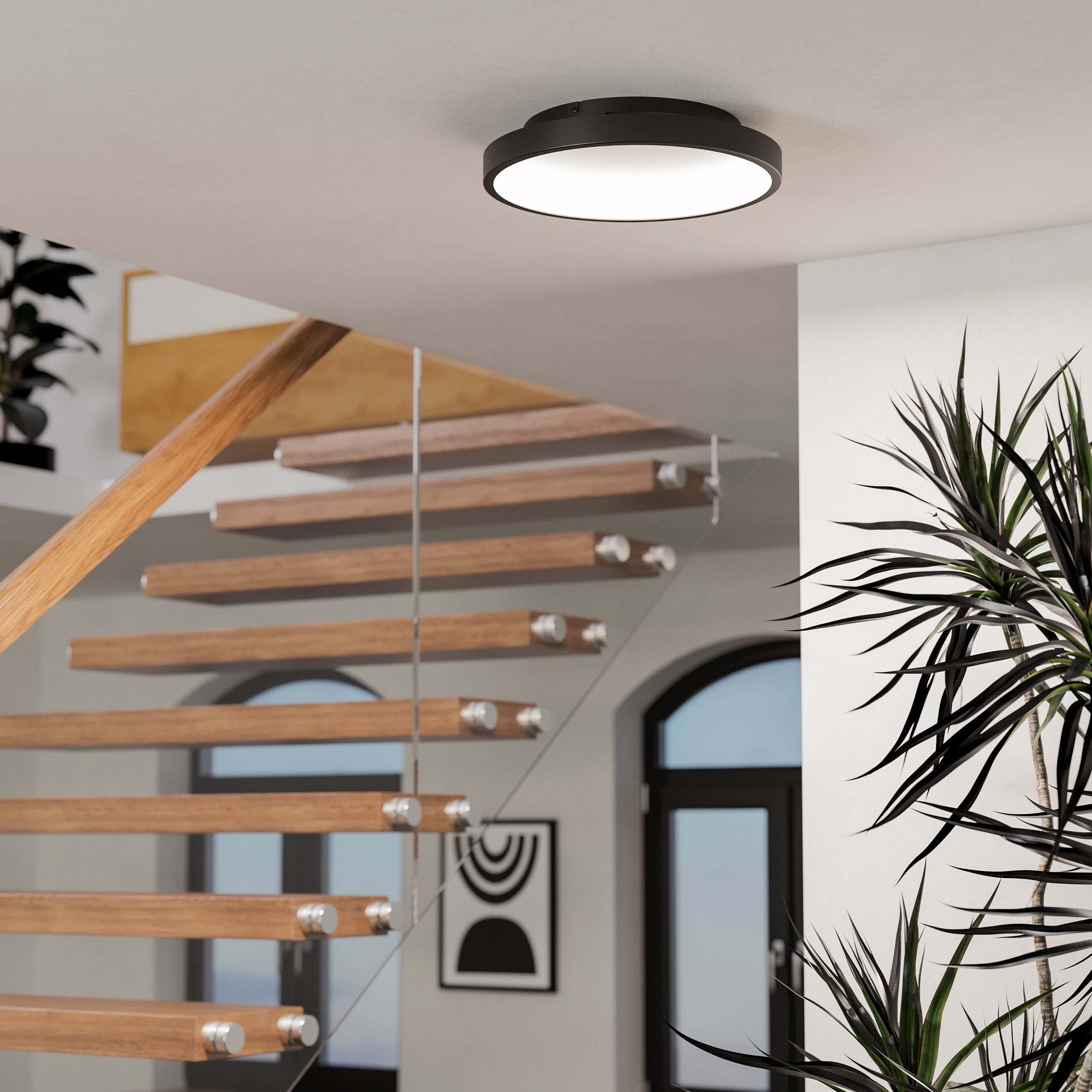 EGLO Loretello-Z Black Flush Circular Ceiling Light