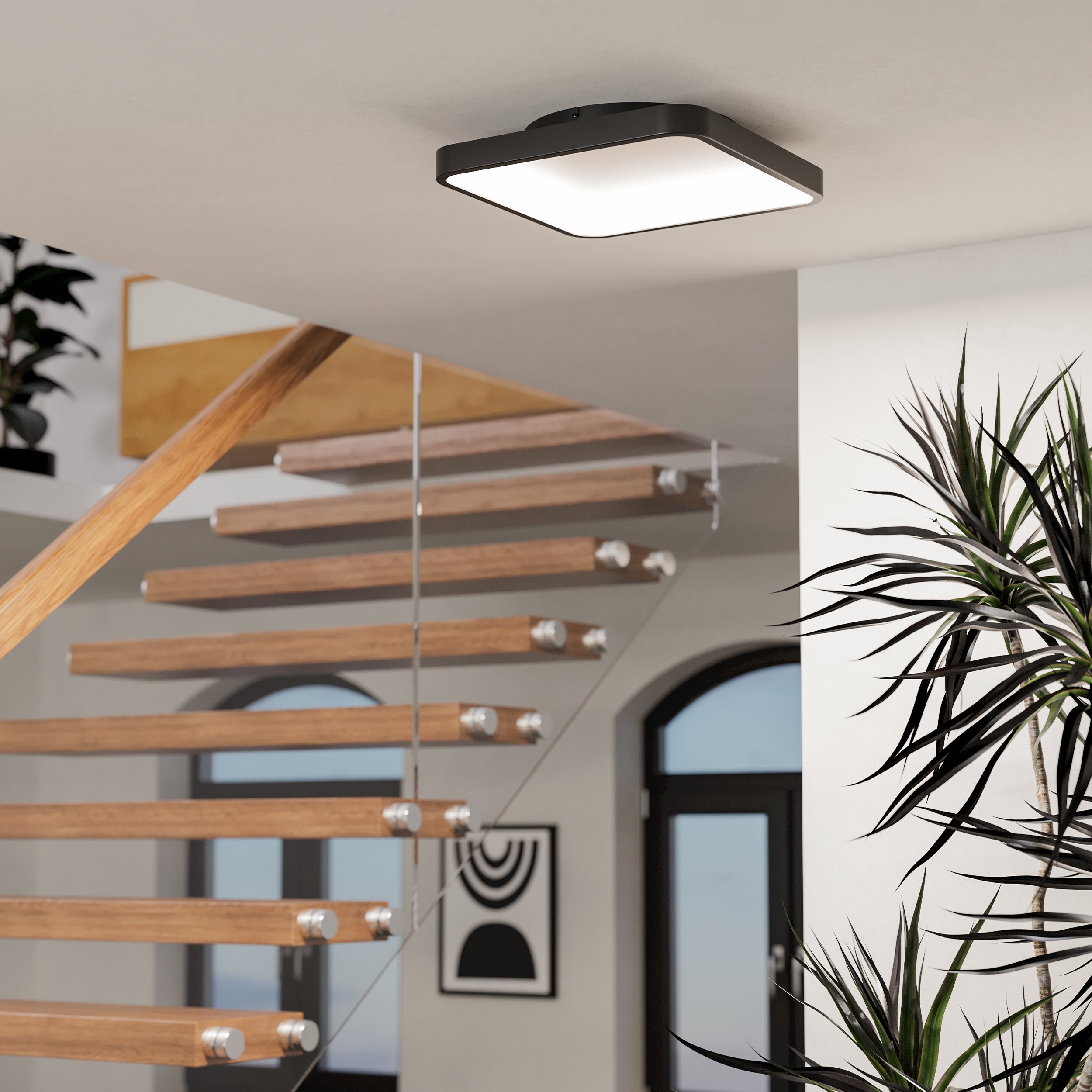 EGLO Loretello-Z Black Flush Square Ceiling Light
