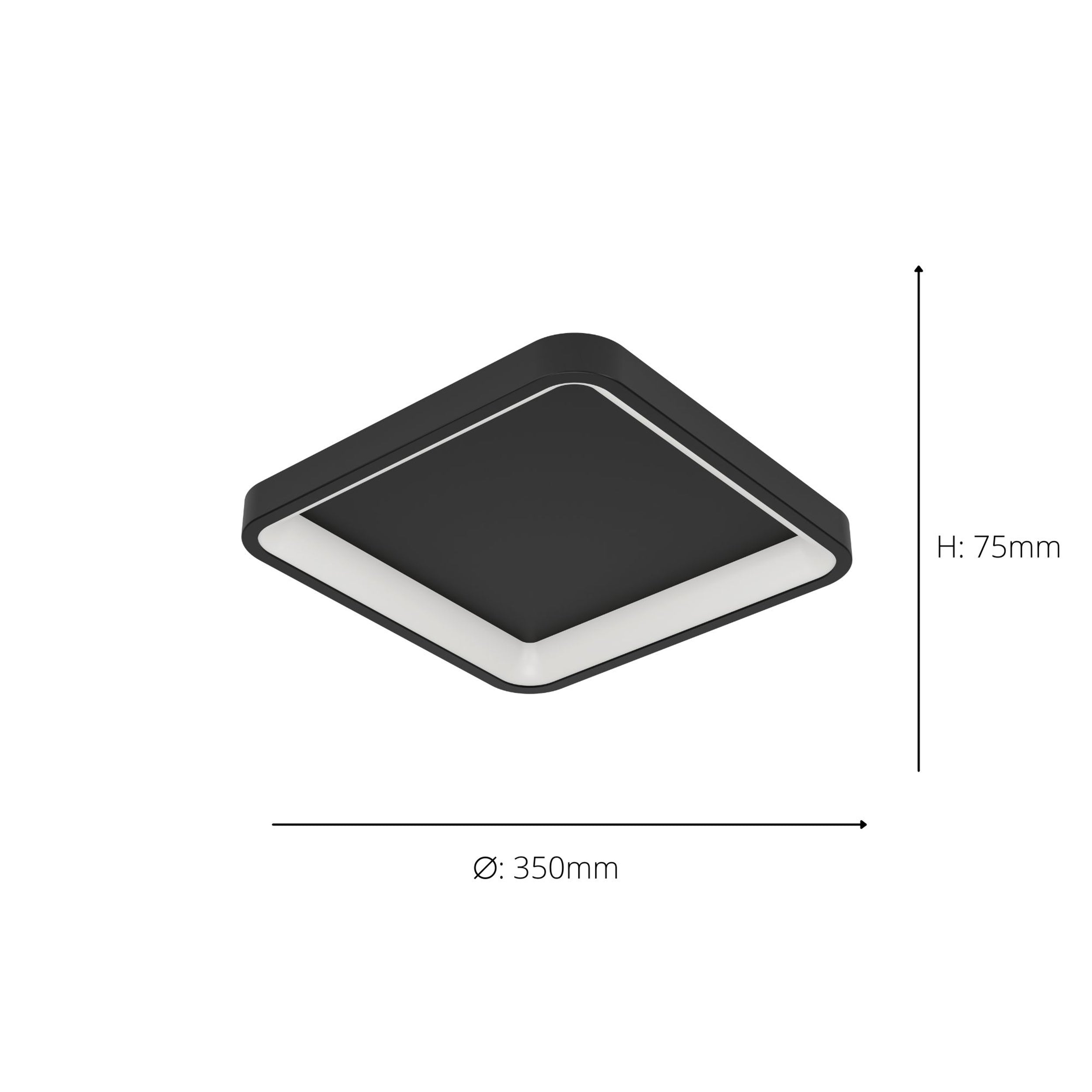 EGLO Loretello-Z Black Flush Square Ceiling Light