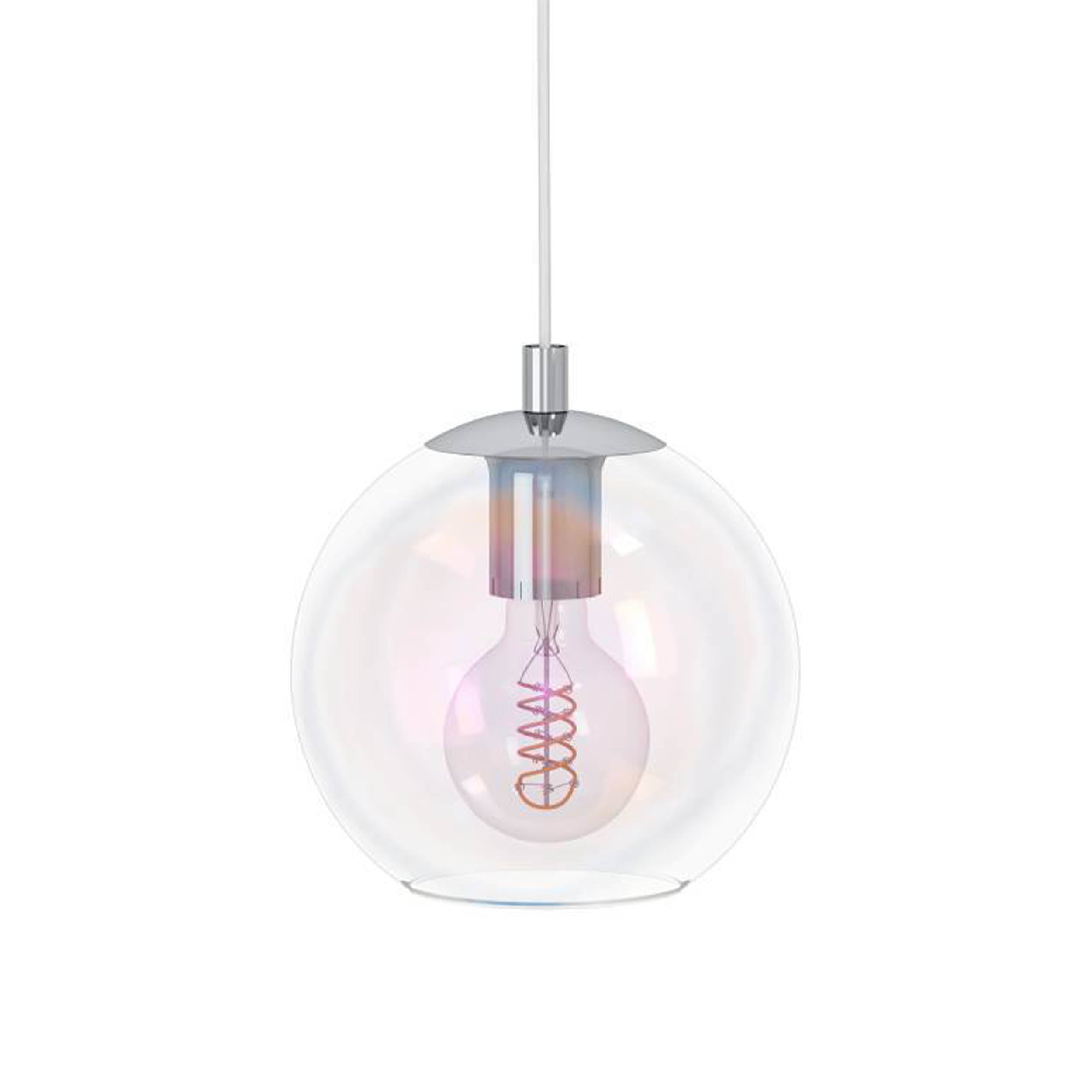 EGLO Ariscani 2 Pendant Light Chrome 1 Globe Single Iridescent Glass Globe Pendant with E27