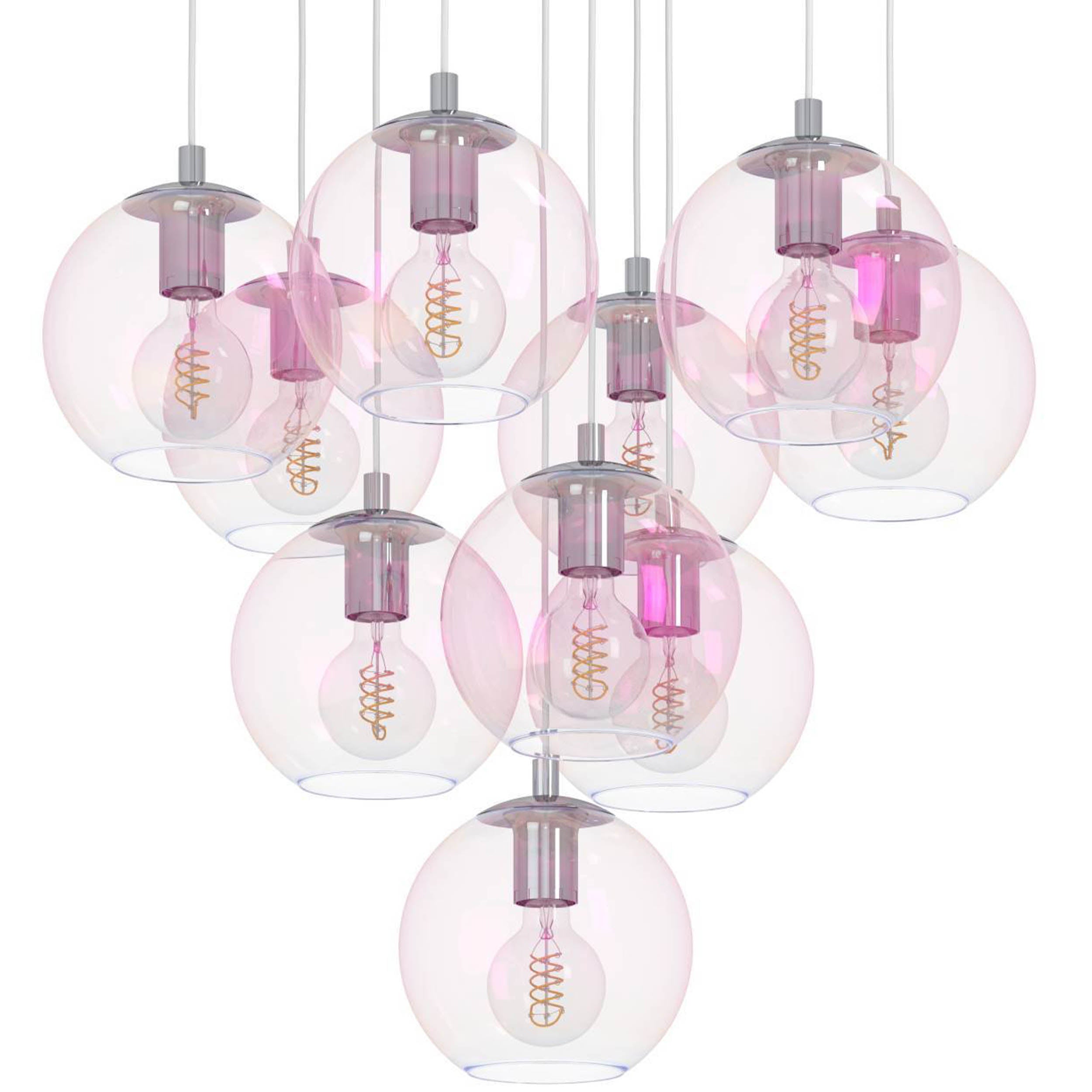 EGLO Ariscani 2 Pendant Light Chrome 10 Globe Multi Globe Iridescent Pendant Light with E27