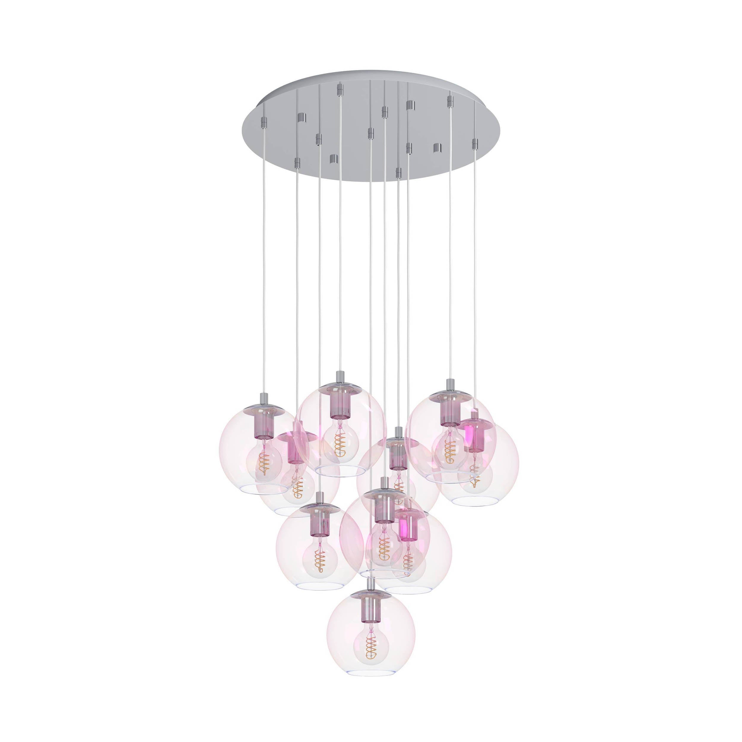EGLO Ariscani 2 Pendant Light Chrome 10 Globe Multi Globe Iridescent Pendant Light with E27