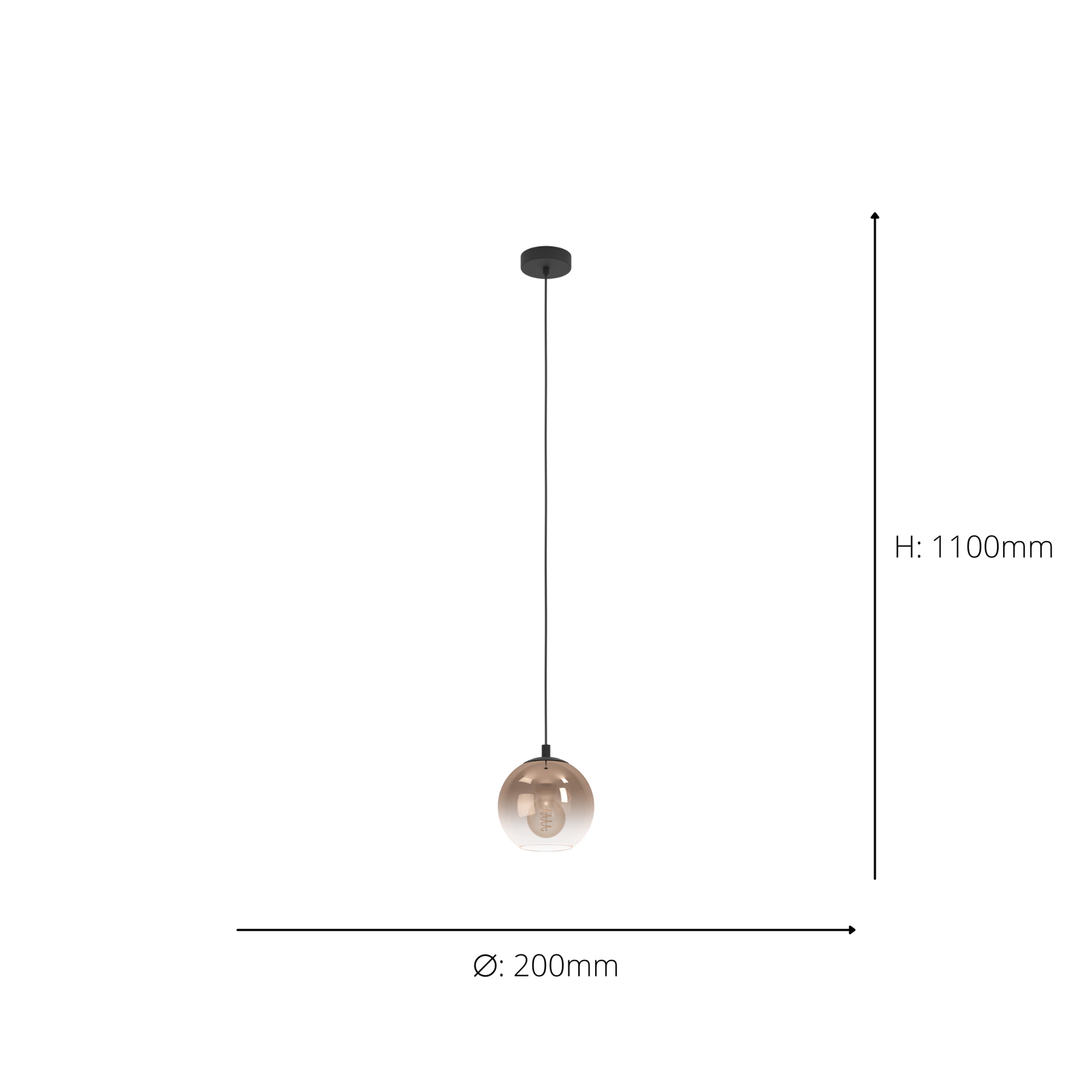 EGLO Ariscani 1 Copper Ombre Effect Glass Single Pendant