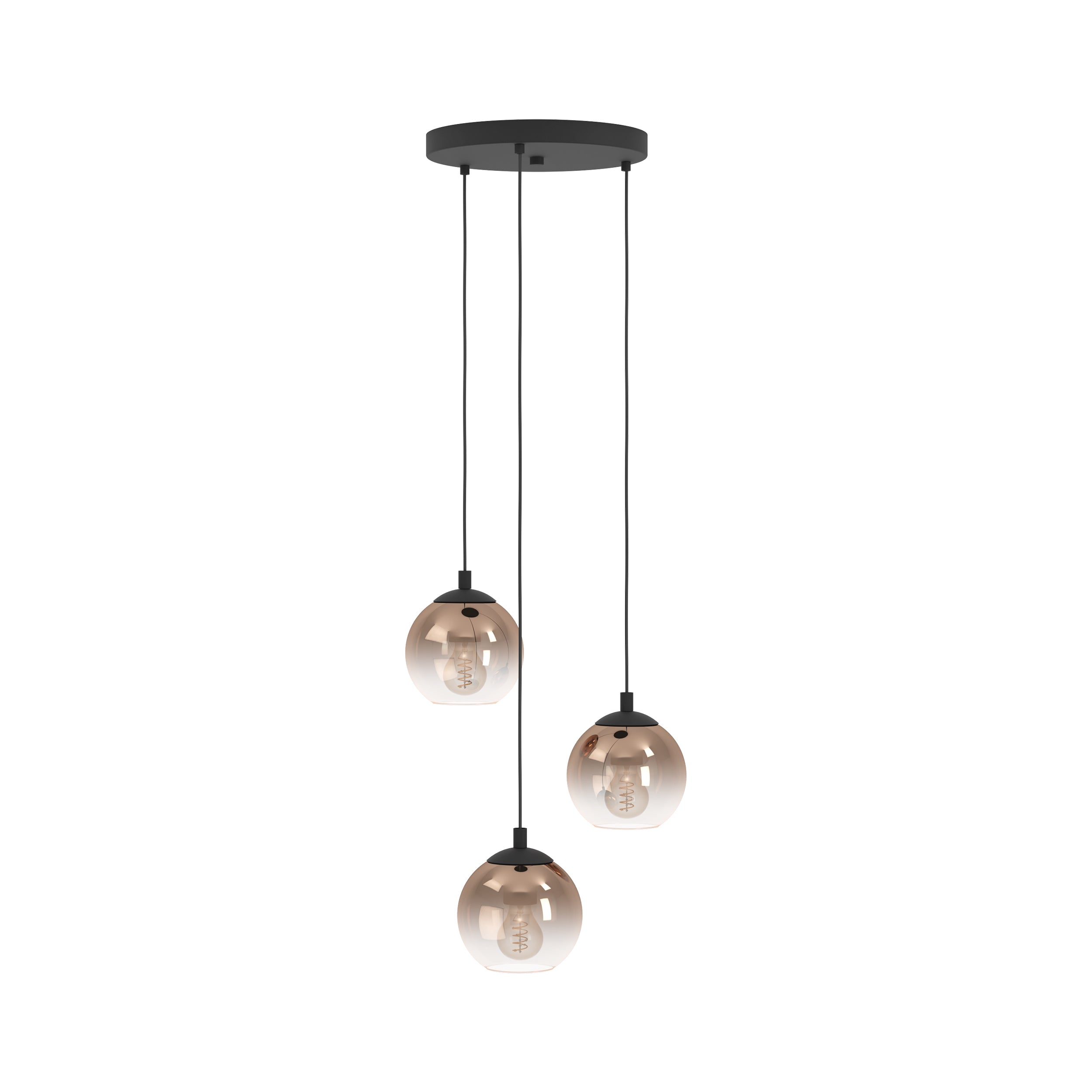 EGLO Ariscani 1 Copper Ombre Effect Glass 3 Light Pendant