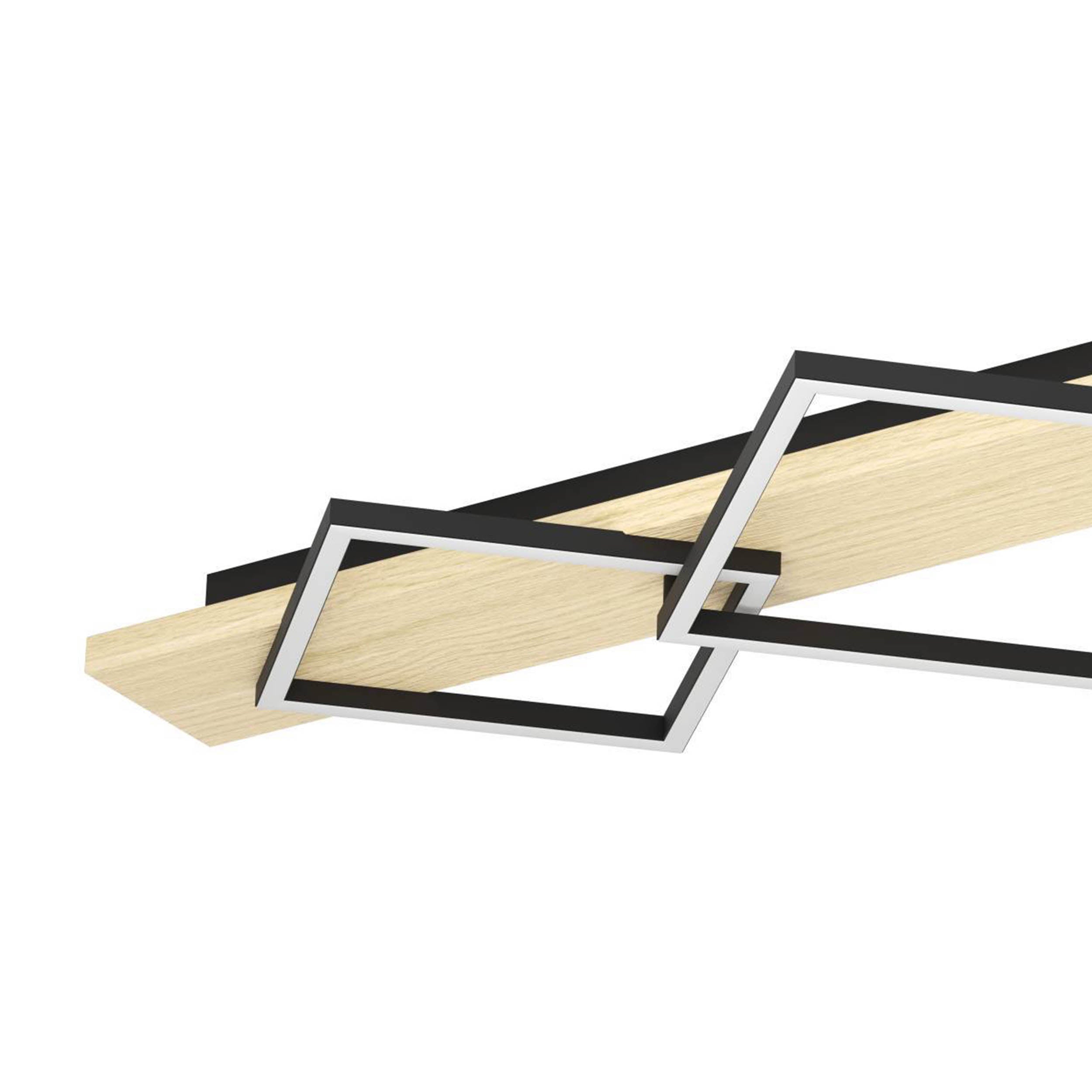 EGLO Boyal Ceiling Light Wood Black 3 Frame Three Frame LED Ceiling Light with Warm White Light