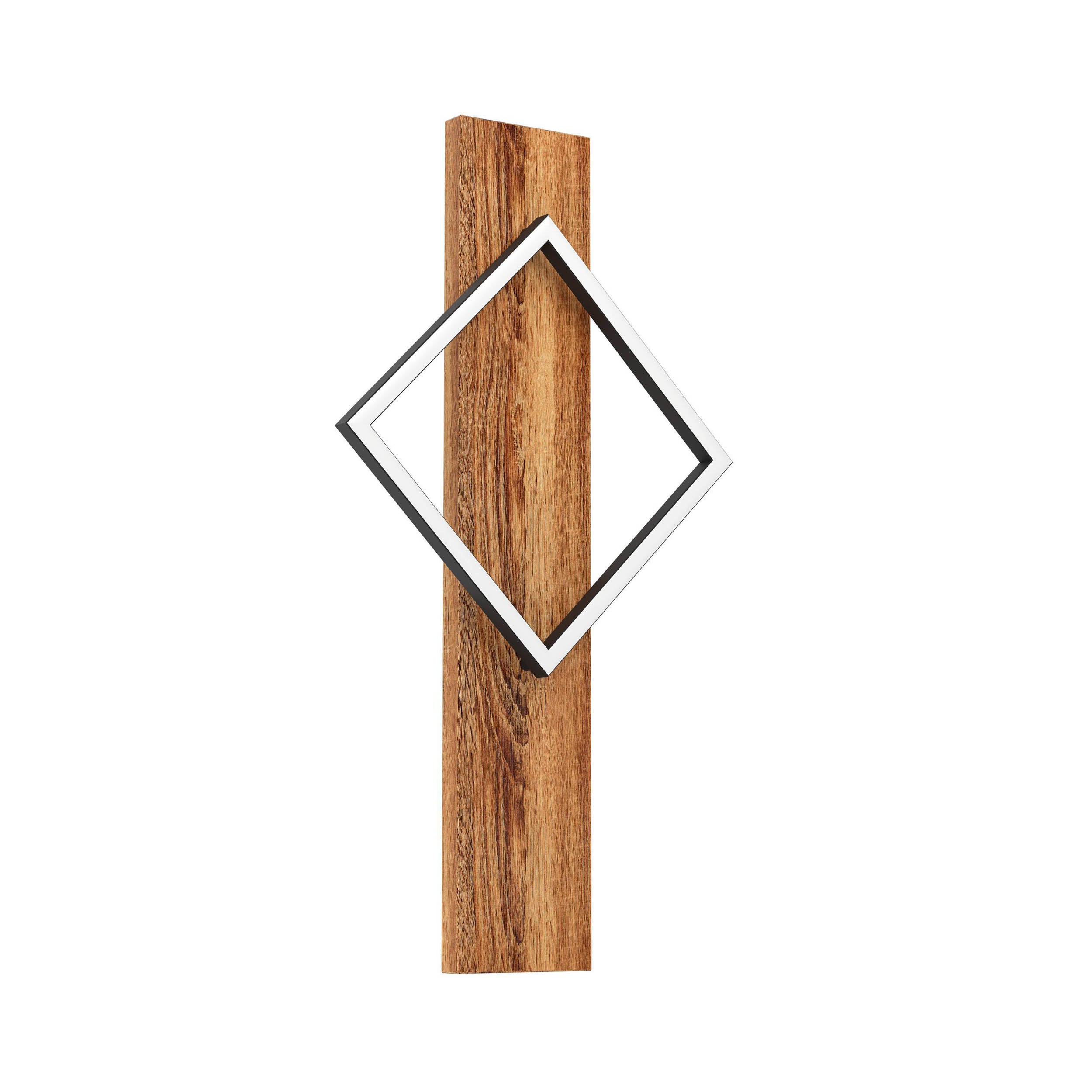 EGLO Boyal Wall Light Wood Black 1 Frame Vertical LED Wall Light with Graphic Frame and Rustic Wood