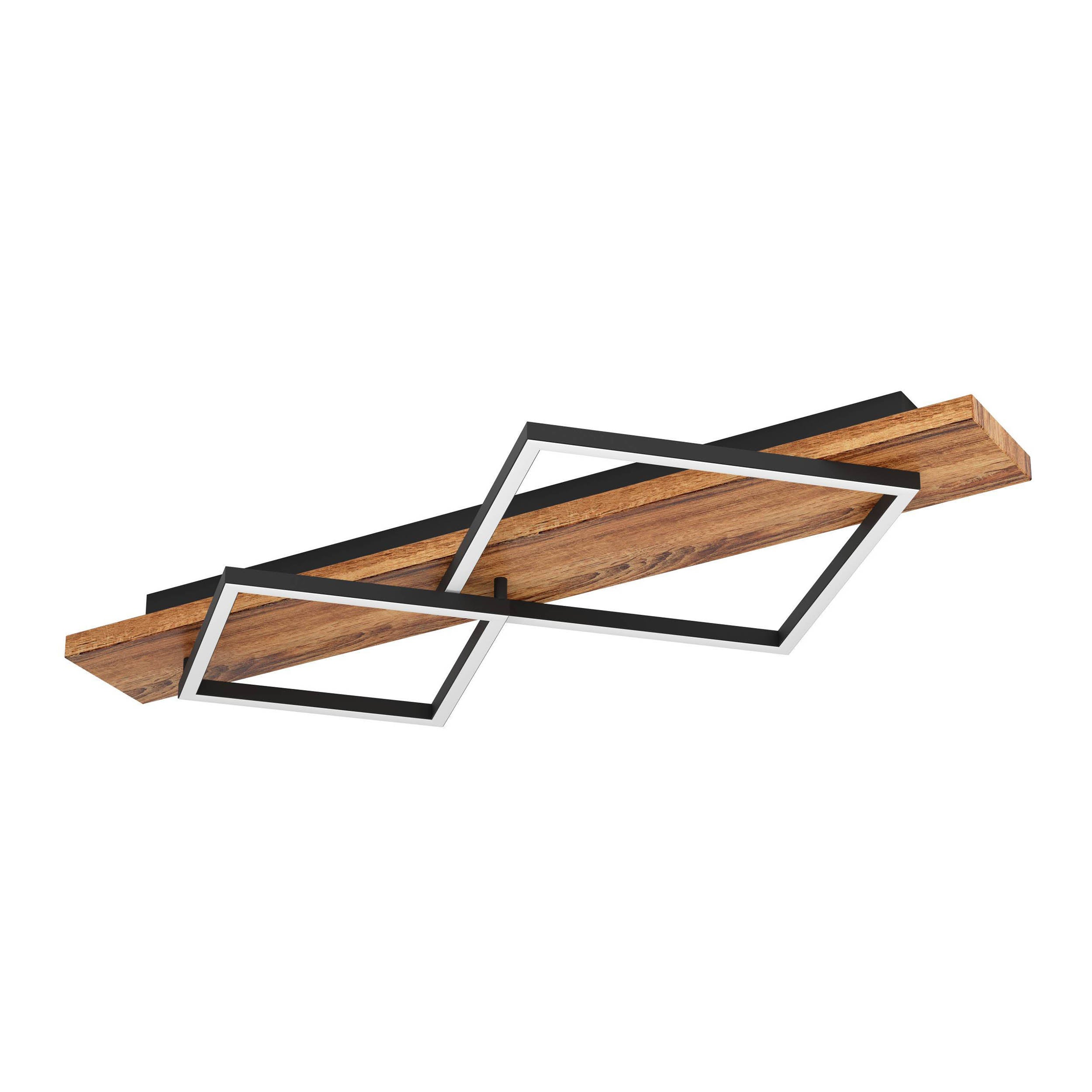 EGLO Boyal Ceiling Light Wood Black 2 Frame LED Ceiling Light