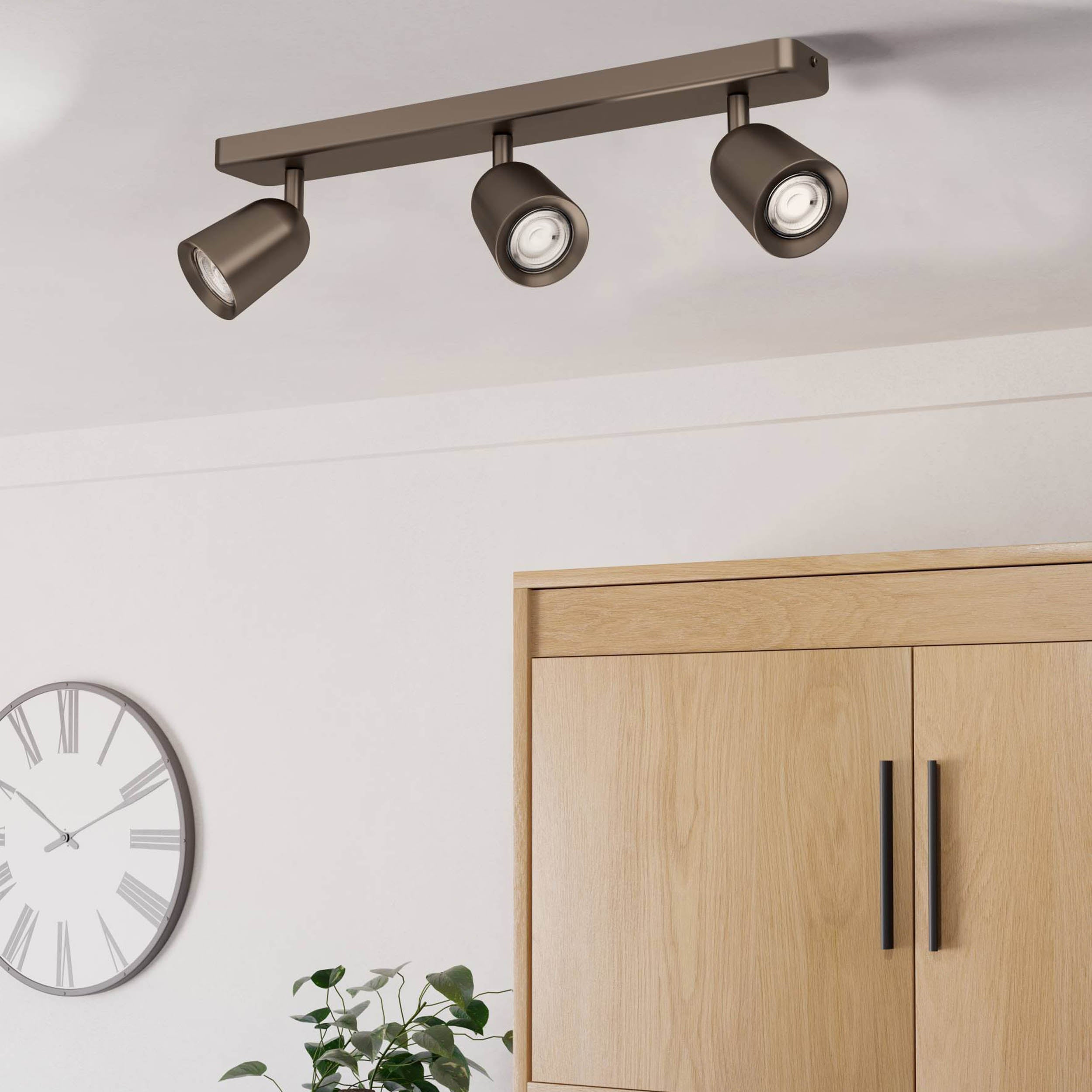 EGLO Camaldoli Dark Bronze Steel LED Triple Ceiling Spotlight